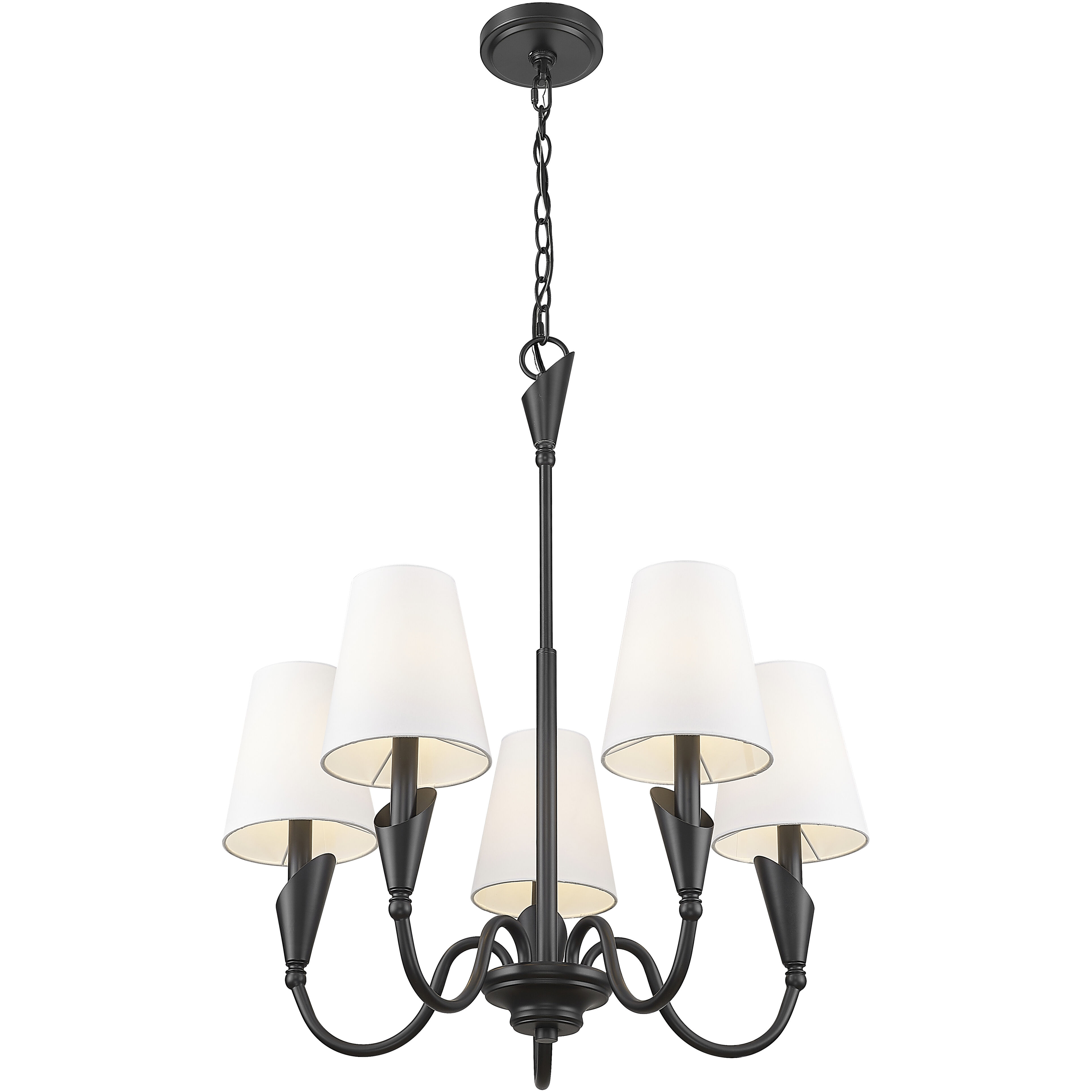 Claudelle 5 Light 24 inch Matte Black Chandelier Ceiling Light