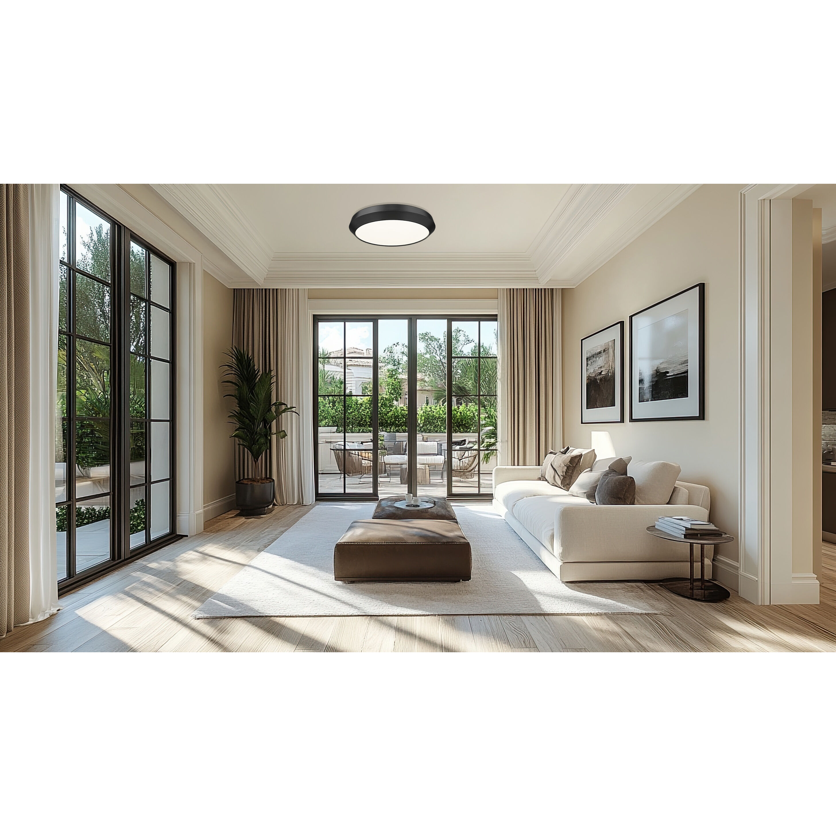 Quasars LED 20 inch Matte Black Flush Mount Ceiling Light