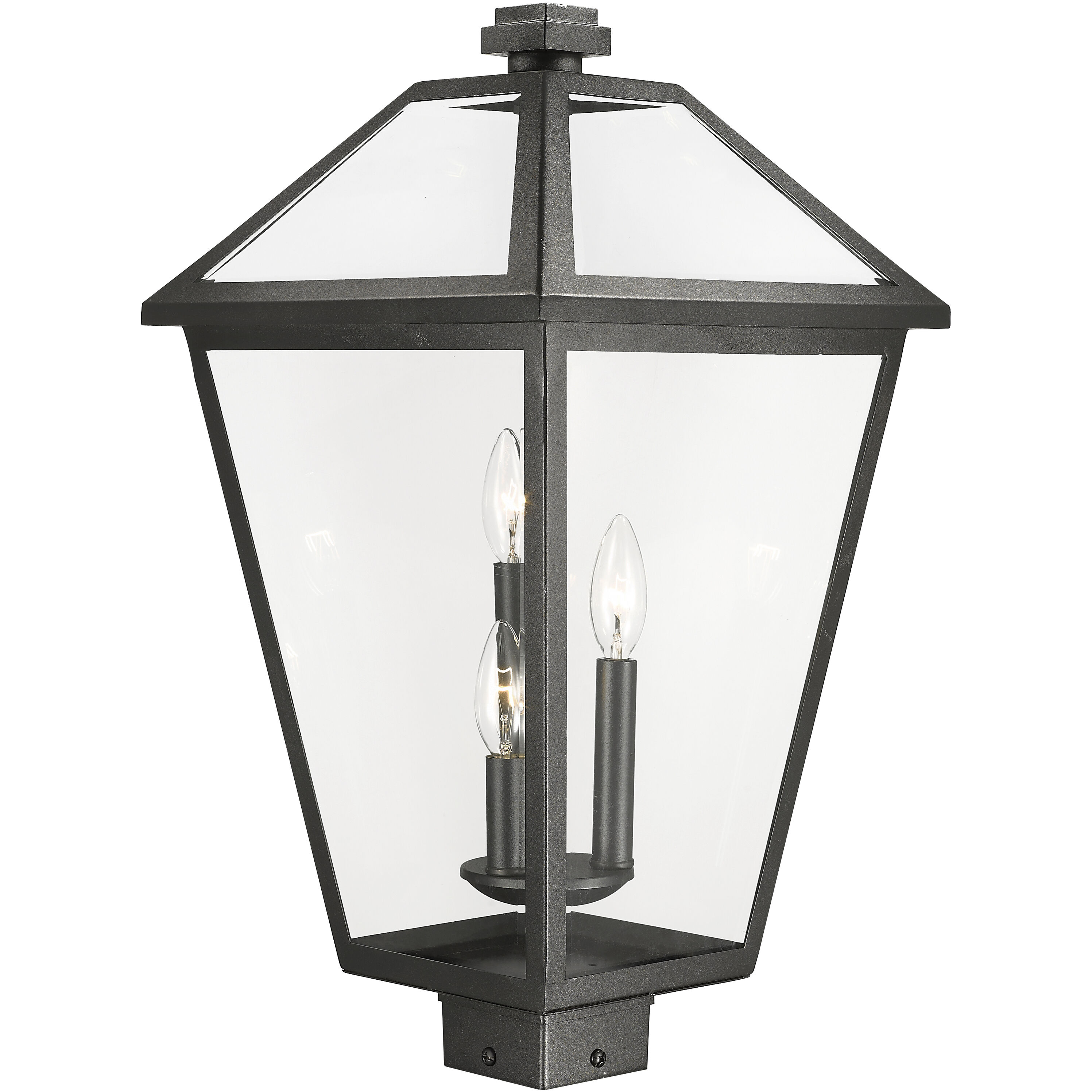 Talbot 3 Light 22.25 inch Black Outdoor Post Mount Fixture in Clear Beveled Glass
