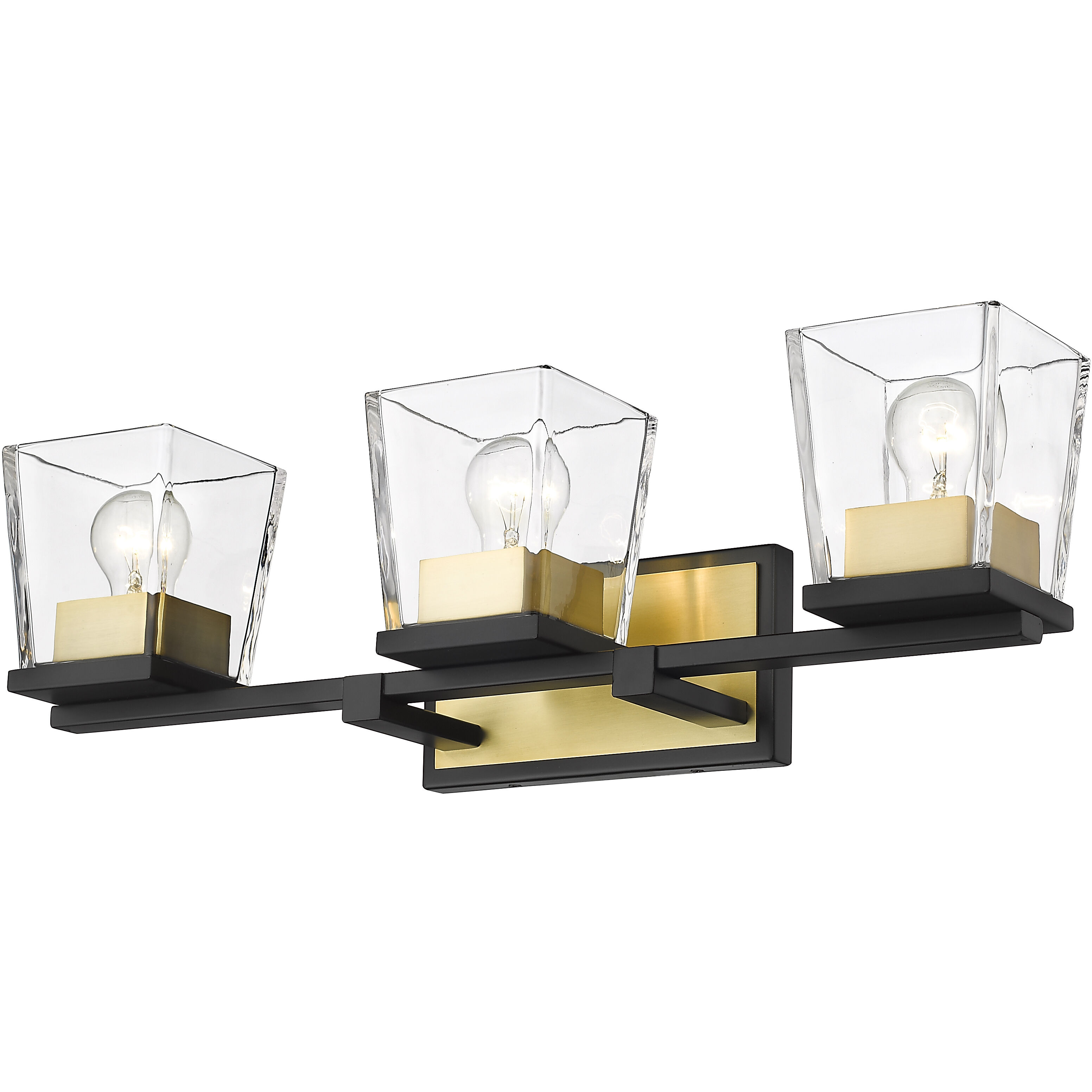 Bleeker Street 3 Light 25 inch Matte Black and Olde Brass Vanity Wall Light