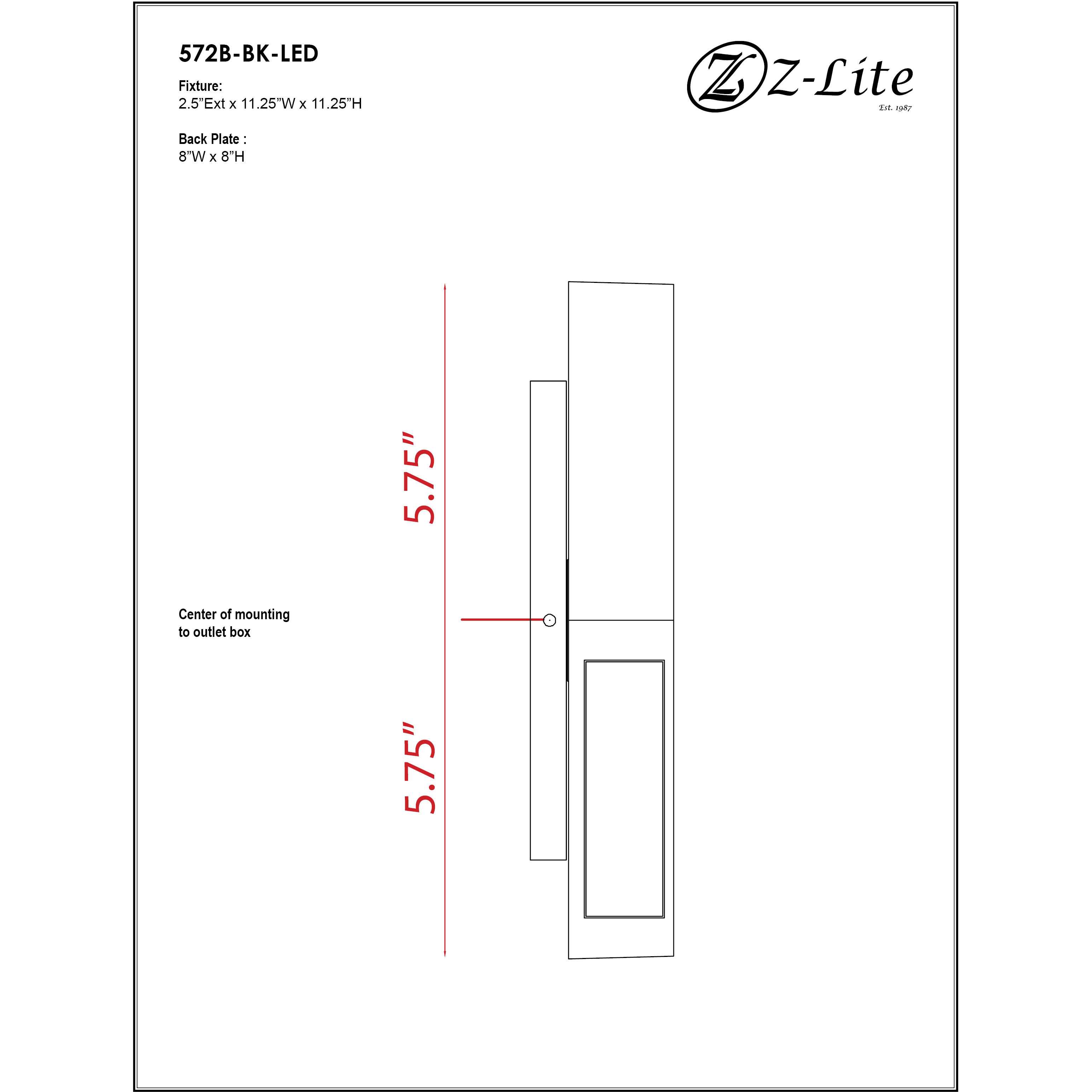 Quadrate LED 11 inch Black Outdoor Wall Light