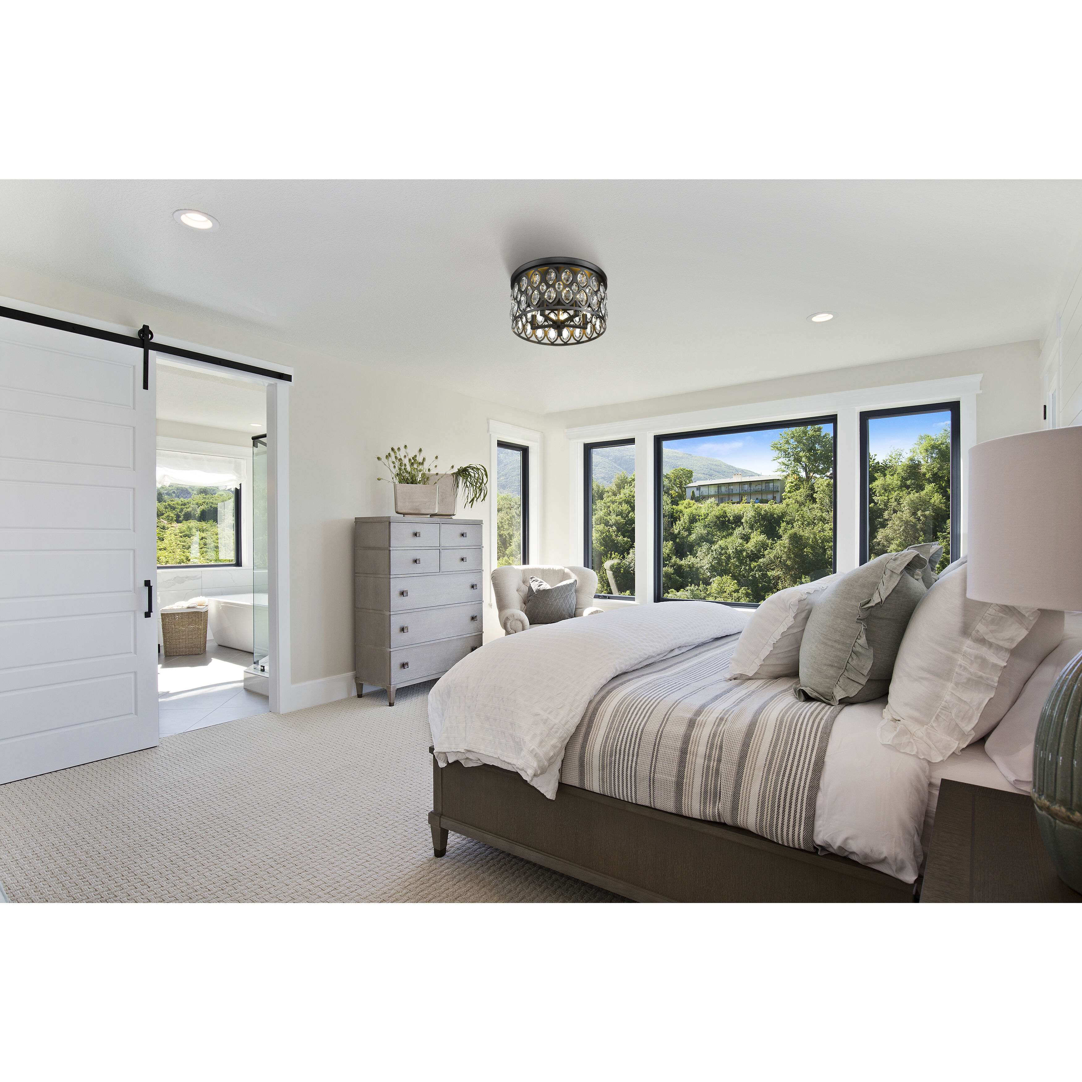 Dealey 5 Light 18 inch Matte Black Flush Mount Ceiling Light