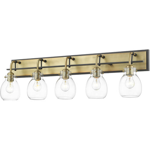 Kraken 5 Light 38 inch Matte Black and Olde Brass Vanity Wall Light
