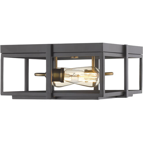 Halcyon 2 Light 13.75 inch Bronze and Heritage Brass Flush Mount Ceiling Light