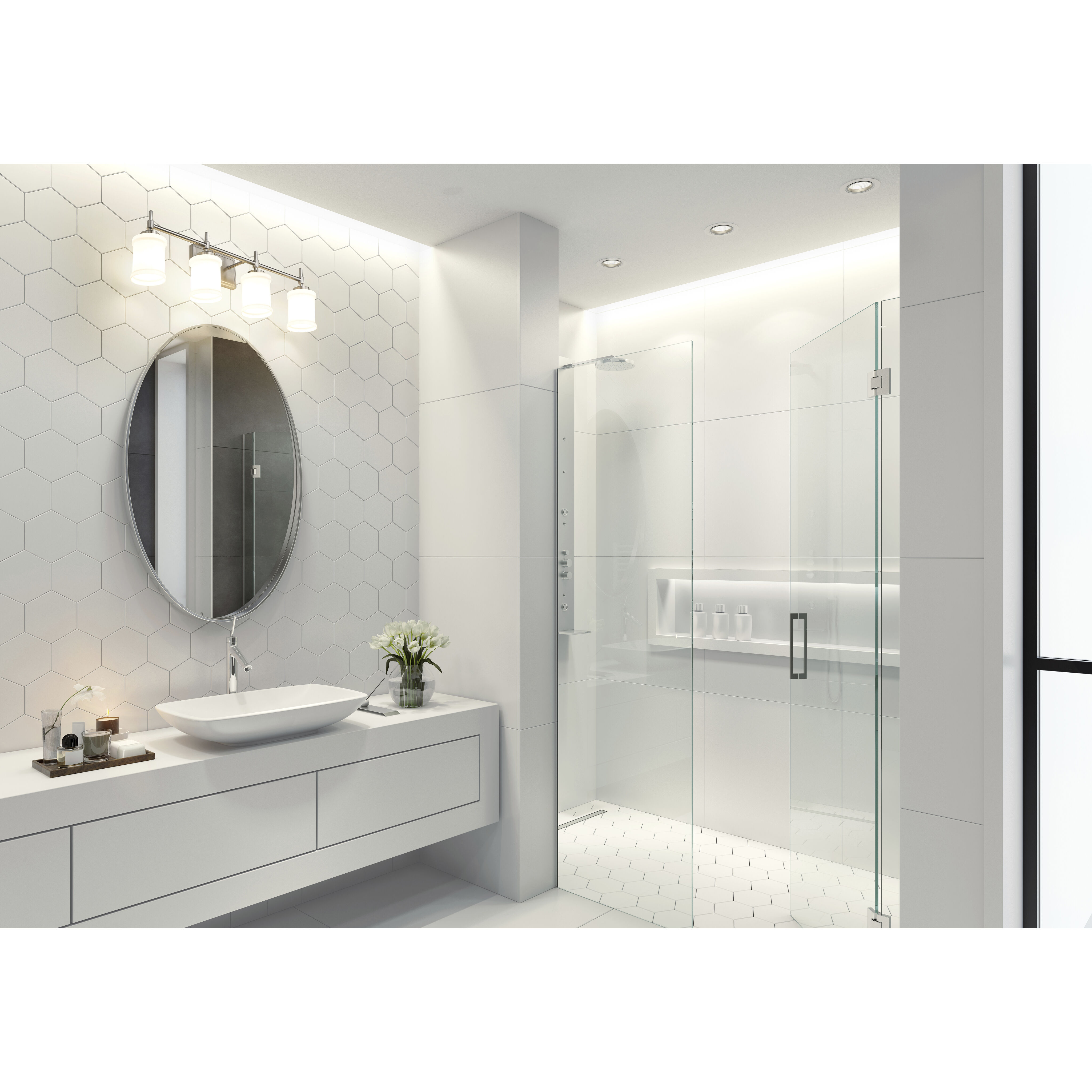 Cadoc 4 Light 31.5 inch Brushed Nickel Bath Vanity Light Wall Light