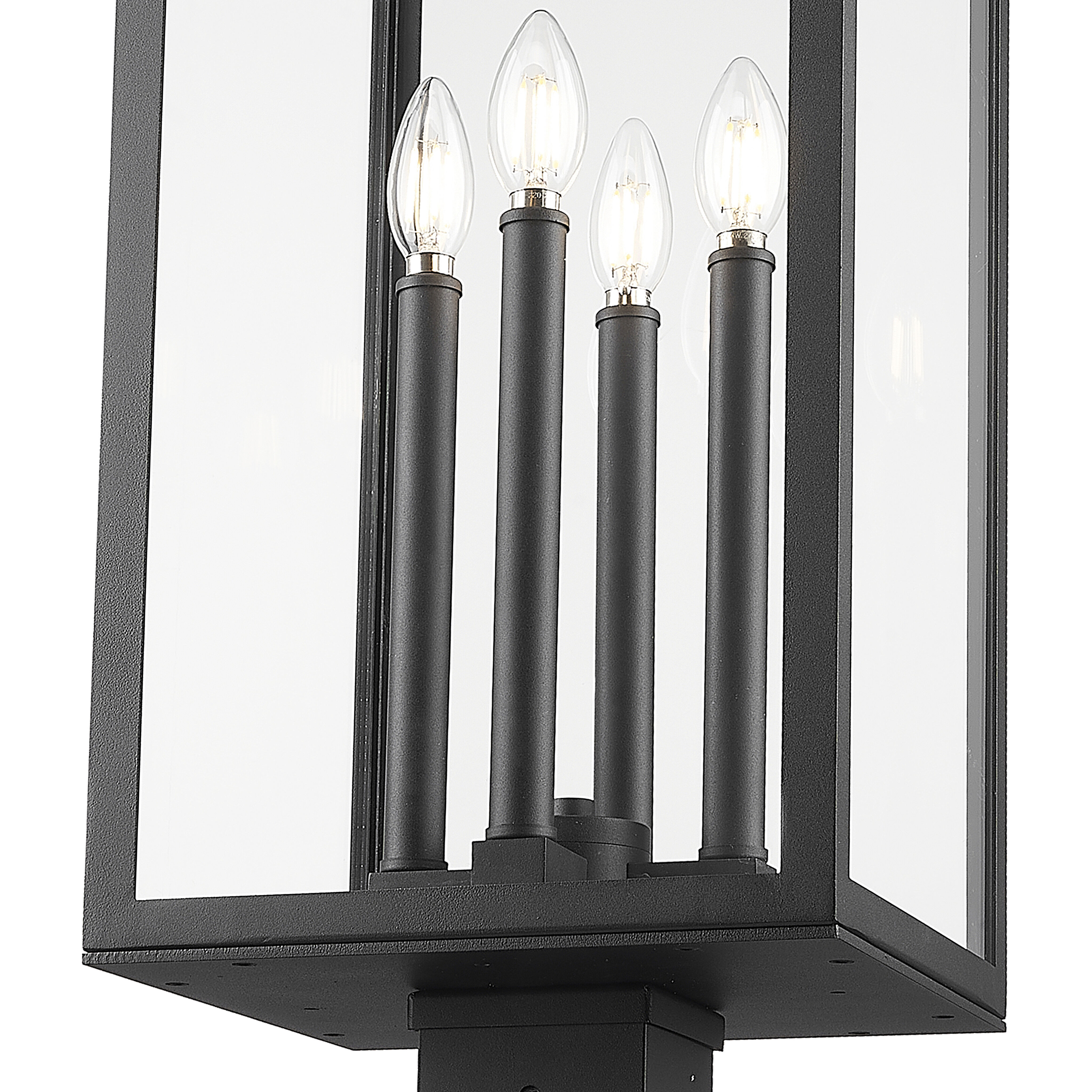 Nova 4 Light 120.75 inch Black Outdoor Post Mounted Fixture in Clear Glass