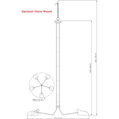 Bellamy 5 Light 52 inch Matte Black Chandelier Ceiling Light