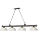 Cordon 4 Light 81.25 inch Bronze Billiard Ceiling Light in White Linen Glass