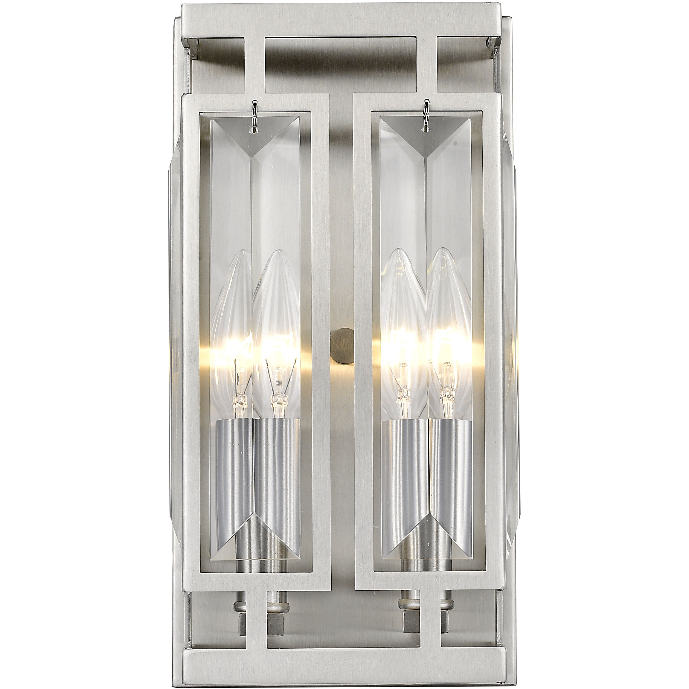 Mersesse 2 Light 6 inch Brushed Nickel Wall Sconce Wall Light in 3.1, Clear Crystal