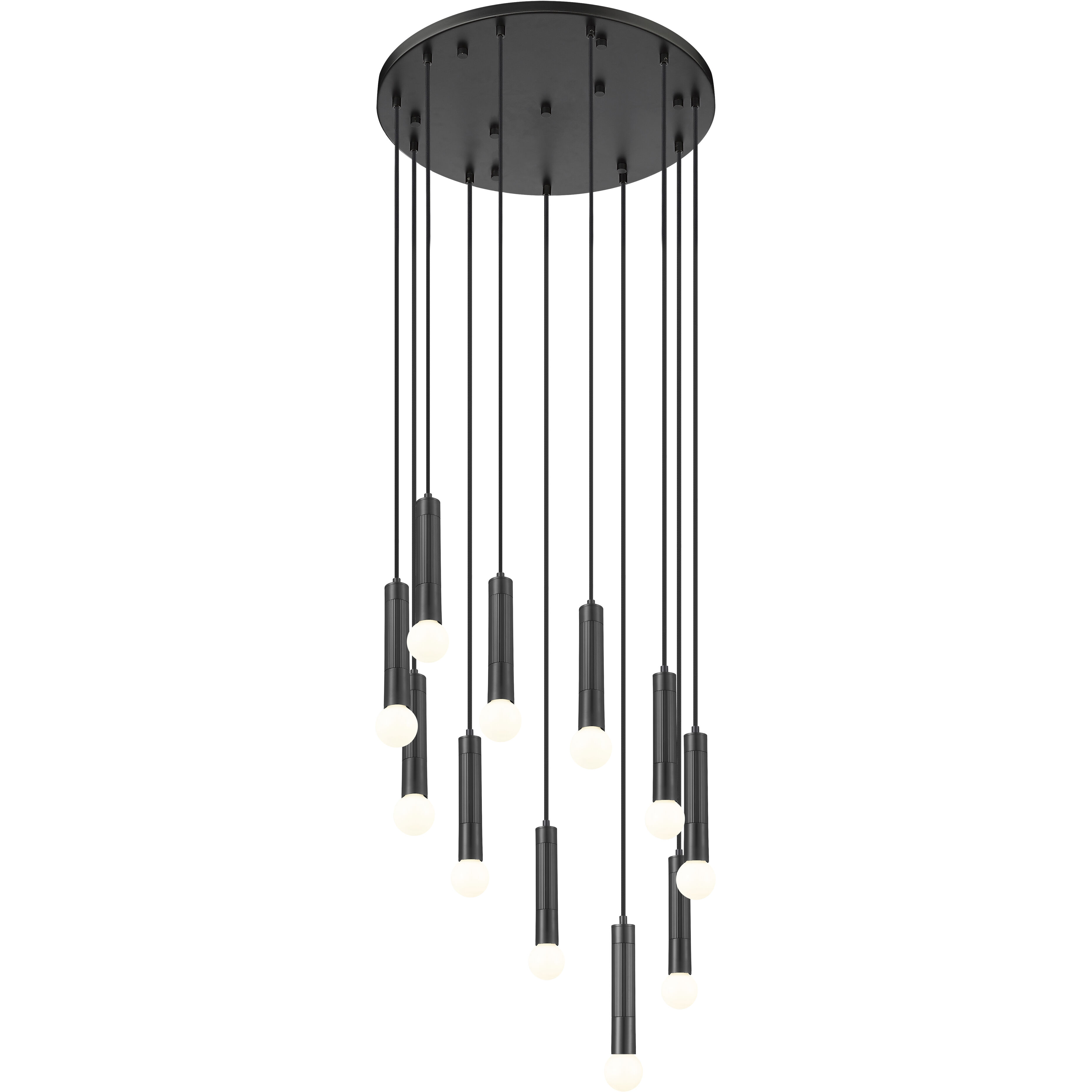 Stari 11 Light 24 inch Matte Black Chandelier Ceiling Light