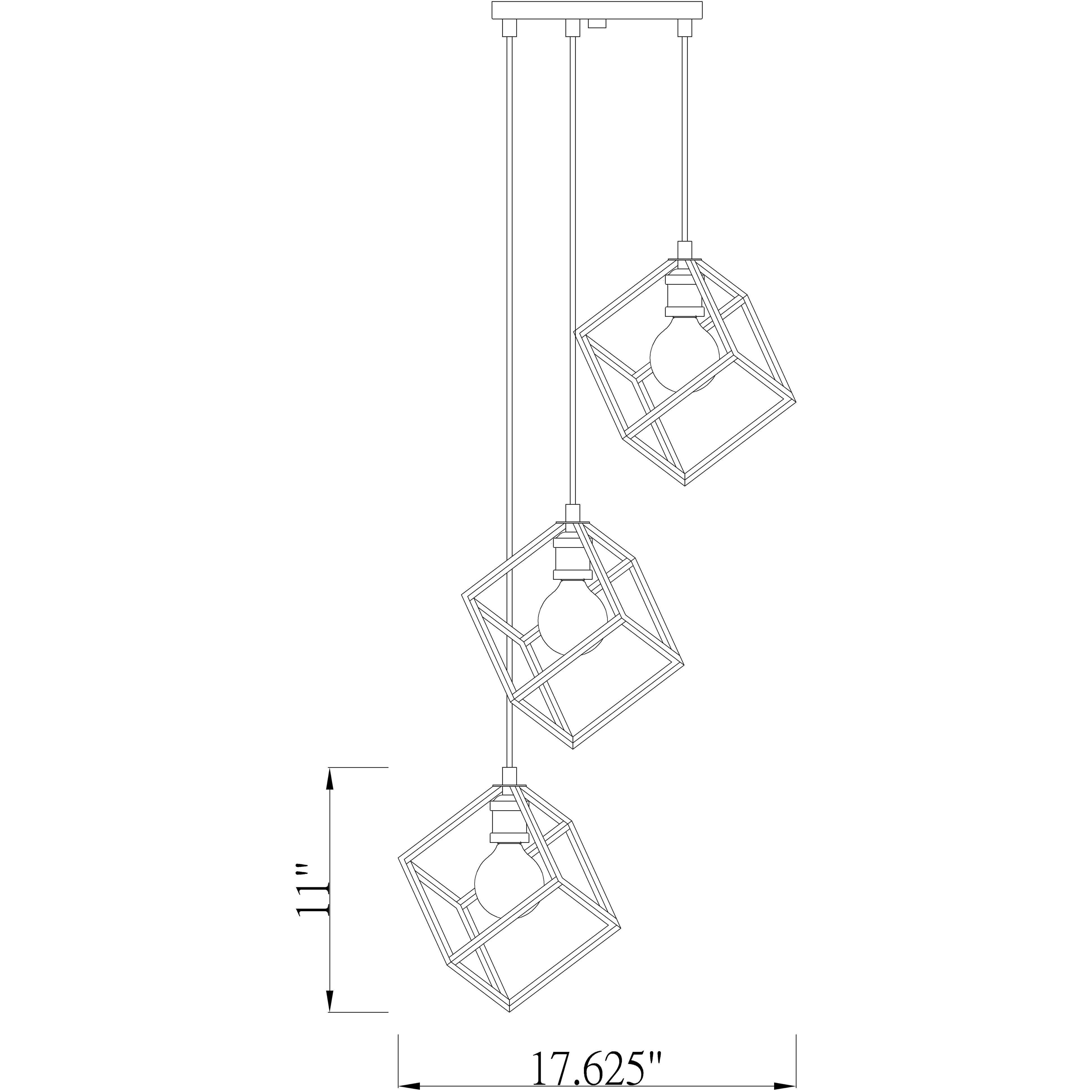 Vertical 3 Light 18 inch Bronze and Olde Brass Chandelier Ceiling Light