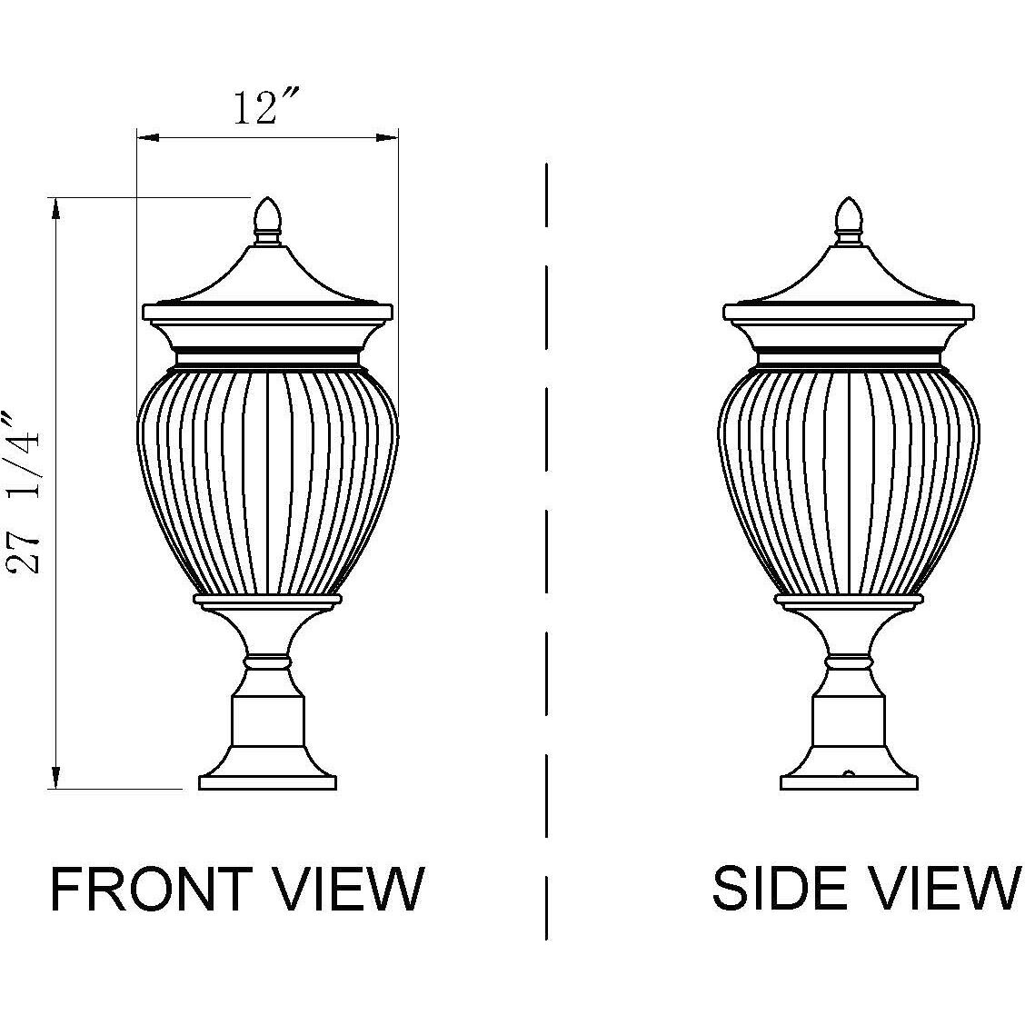 Davina 4 Light 27.25 inch Black Outdoor Pier Mounted Fixture in G9