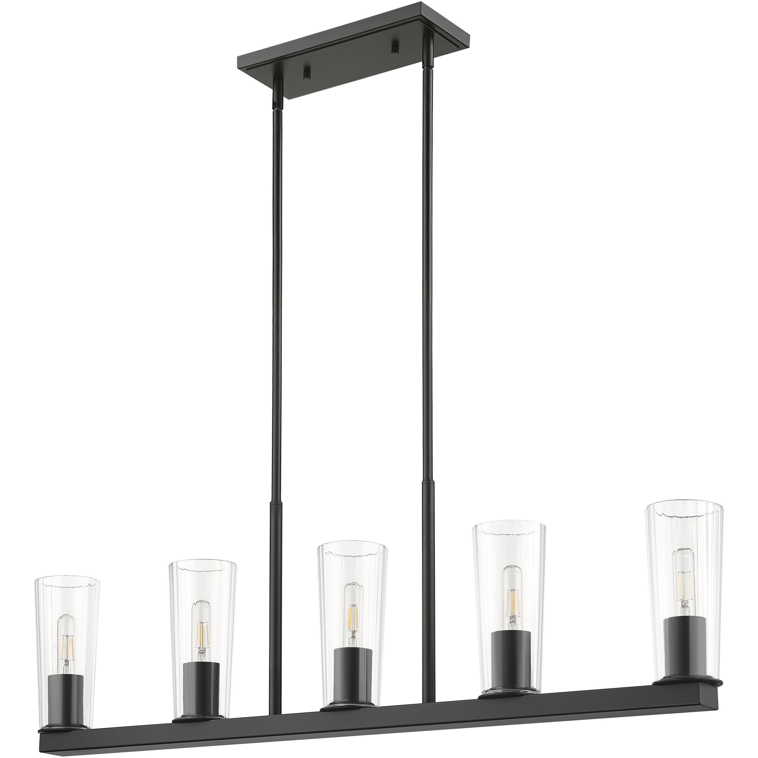 Titus 5 Light 44 inch Matte Black Linear Chandelier Ceiling Light