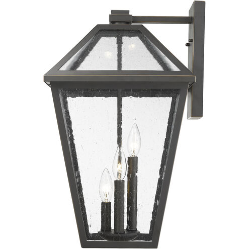 Talbot 3 Light 21.25 inch Oil Rubbed Bronze Outdoor Wall Light in Seedy Glass