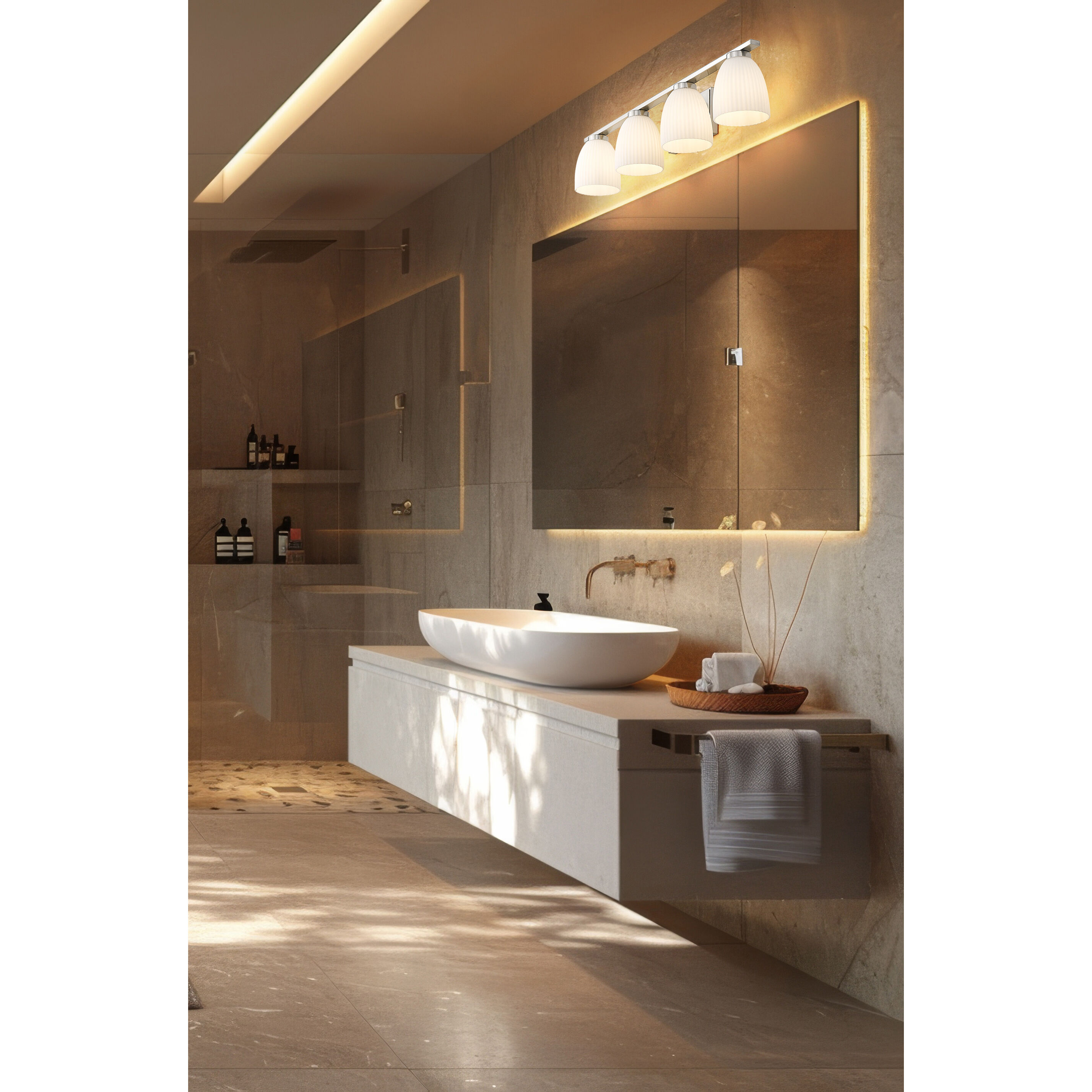 Naya 4 Light 32 inch Brushed Nickel Bath Vanity Light Wall Light