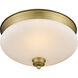 Amon 2 Light 13 inch Heritage Brass Flush Mount Ceiling Light in 3.5