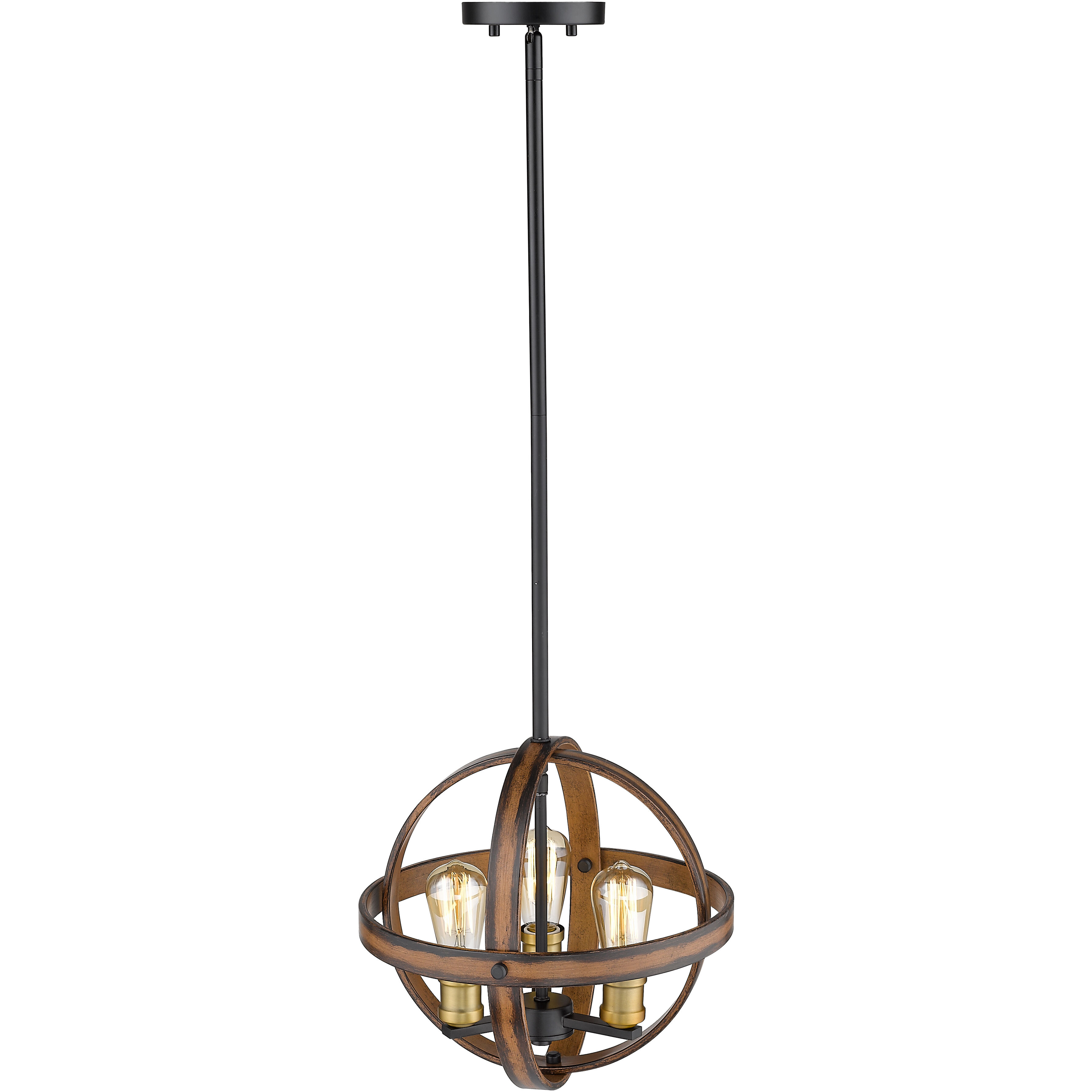 Kirkland 3 Light 14 inch Rustic Mahogany Pendant Ceiling Light