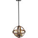 Kirkland 3 Light 14 inch Rustic Mahogany Pendant Ceiling Light