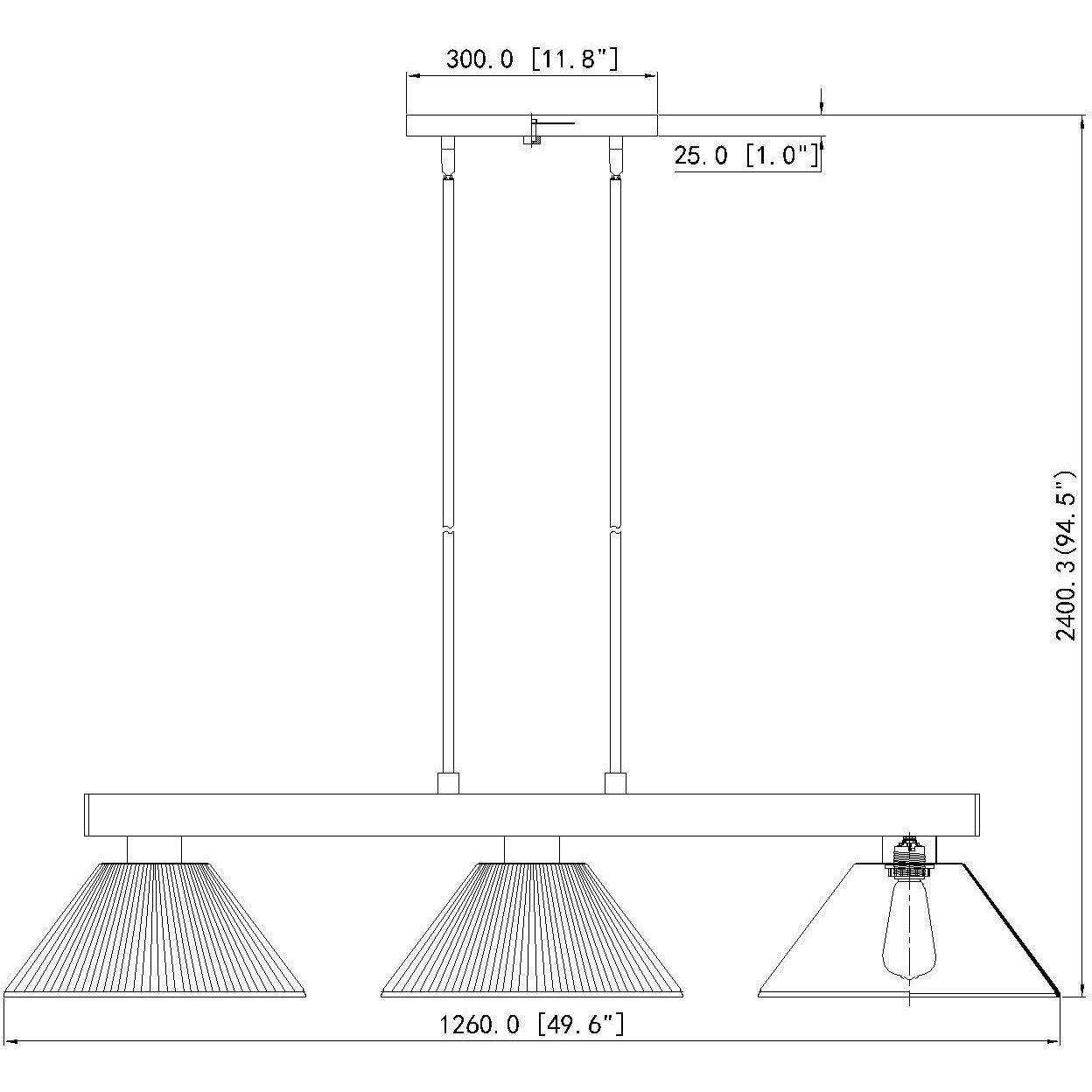 Cobalt 3 Light 49.75 inch Modern Gold Billiard Light Ceiling Light in Smoke Plastic