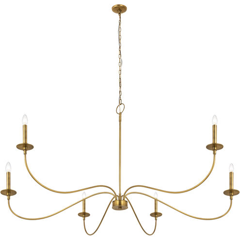 Arrington 6 Light 63 inch Rubbed Brass Chandelier Ceiling Light