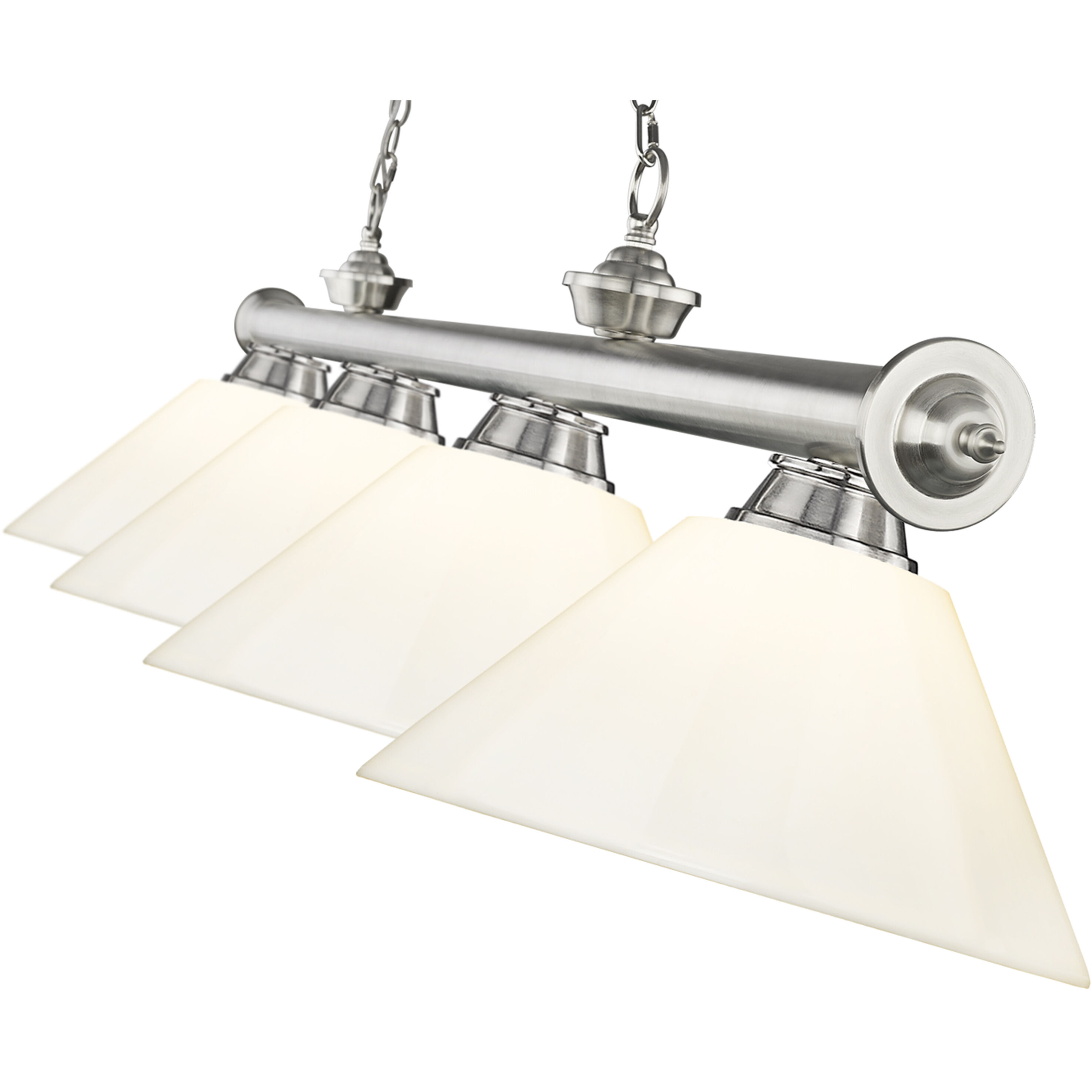 Cordon 4 Light 81.25 inch Brushed Nickel Billiard Ceiling Light in White Plastic
