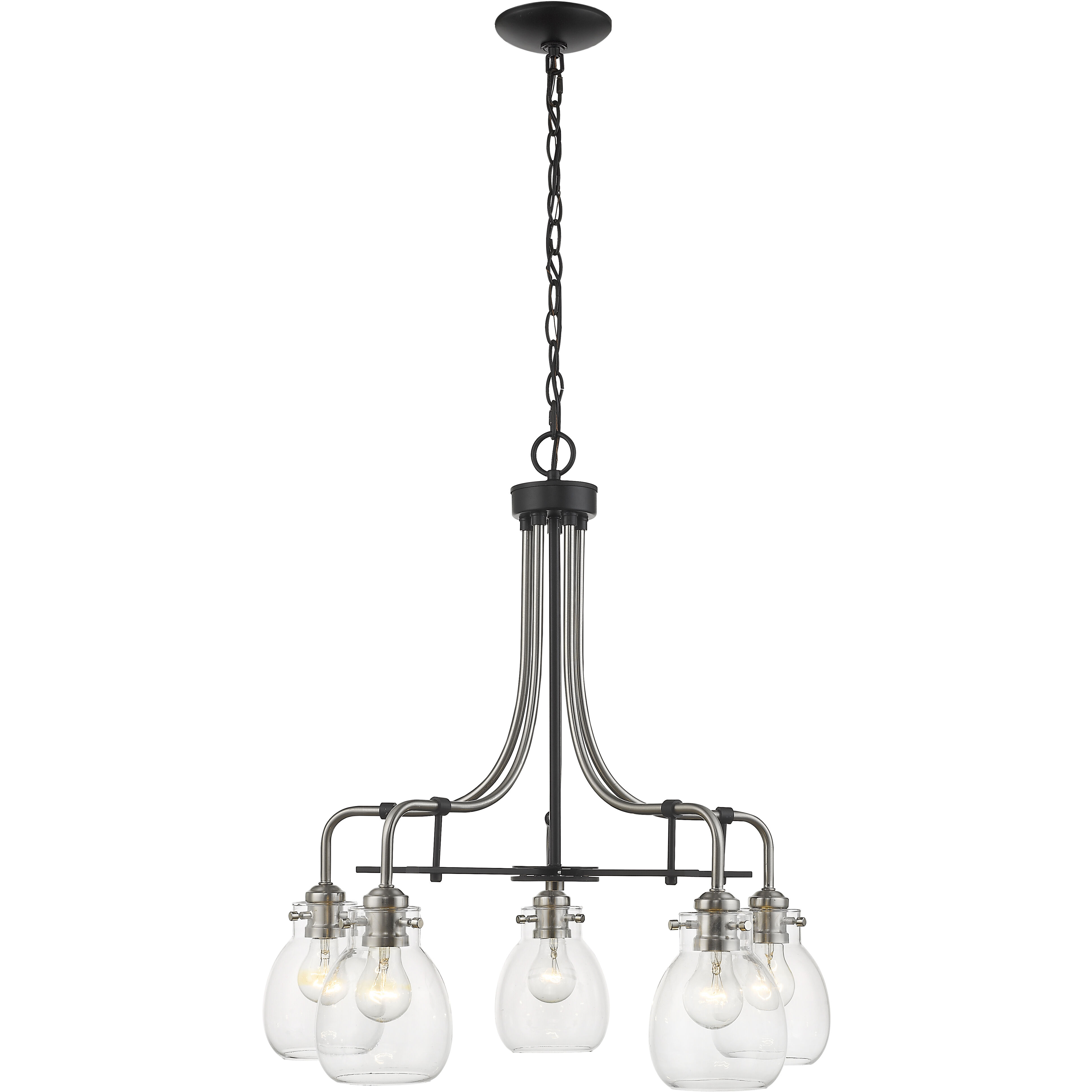 Kraken 5 Light 25 inch Matte Black and Brushed Nickel Chandelier Ceiling Light