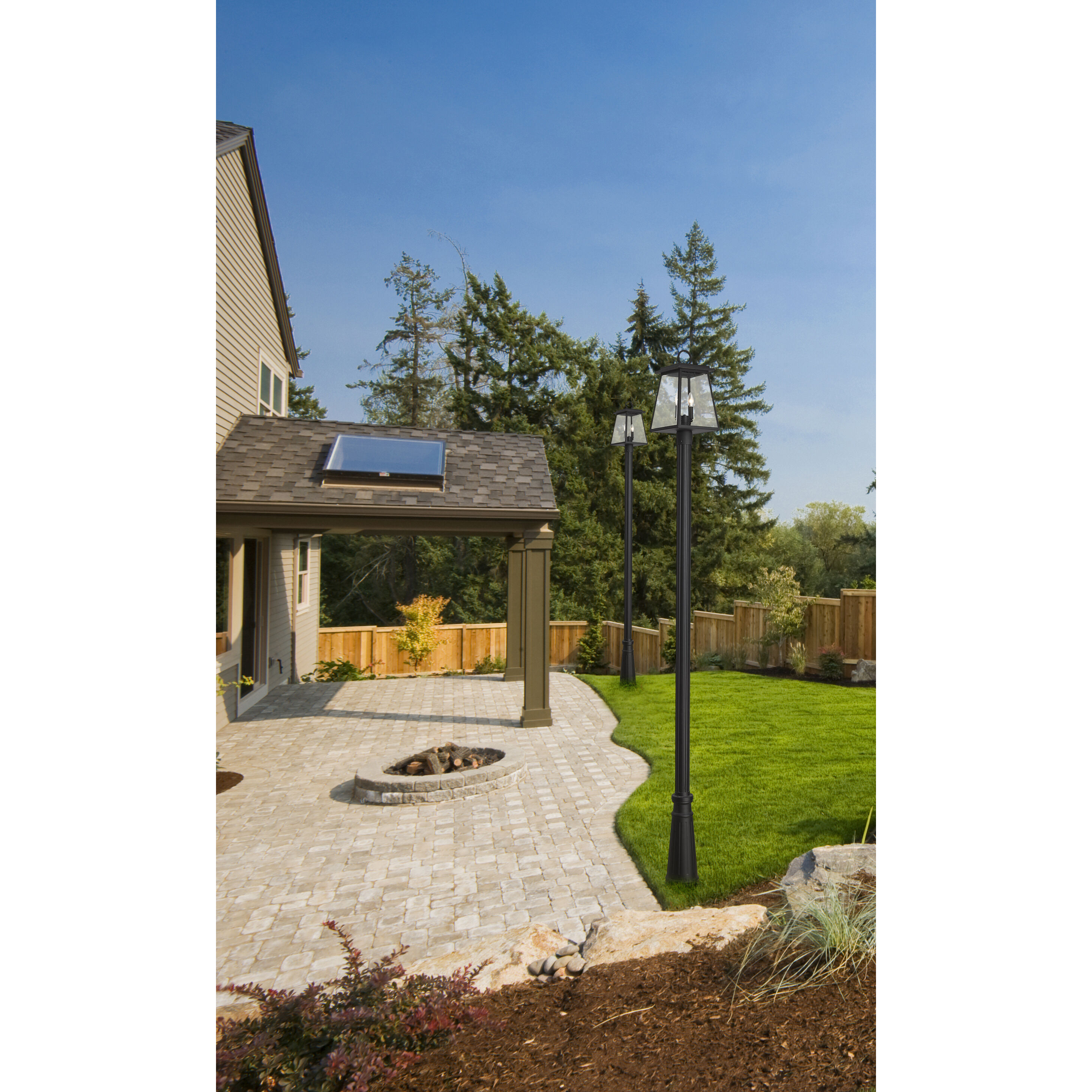 Broughton 2 Light 113.25 inch Black Outdoor Post Mounted Fixture