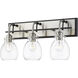 Kraken 3 Light 22 inch Matte Black and Brushed Nickel Vanity Wall Light