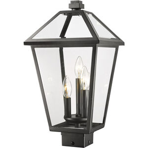 Talbot 3 Light 19 inch Black Outdoor Post Mount Fixture in Clear Beveled Glass