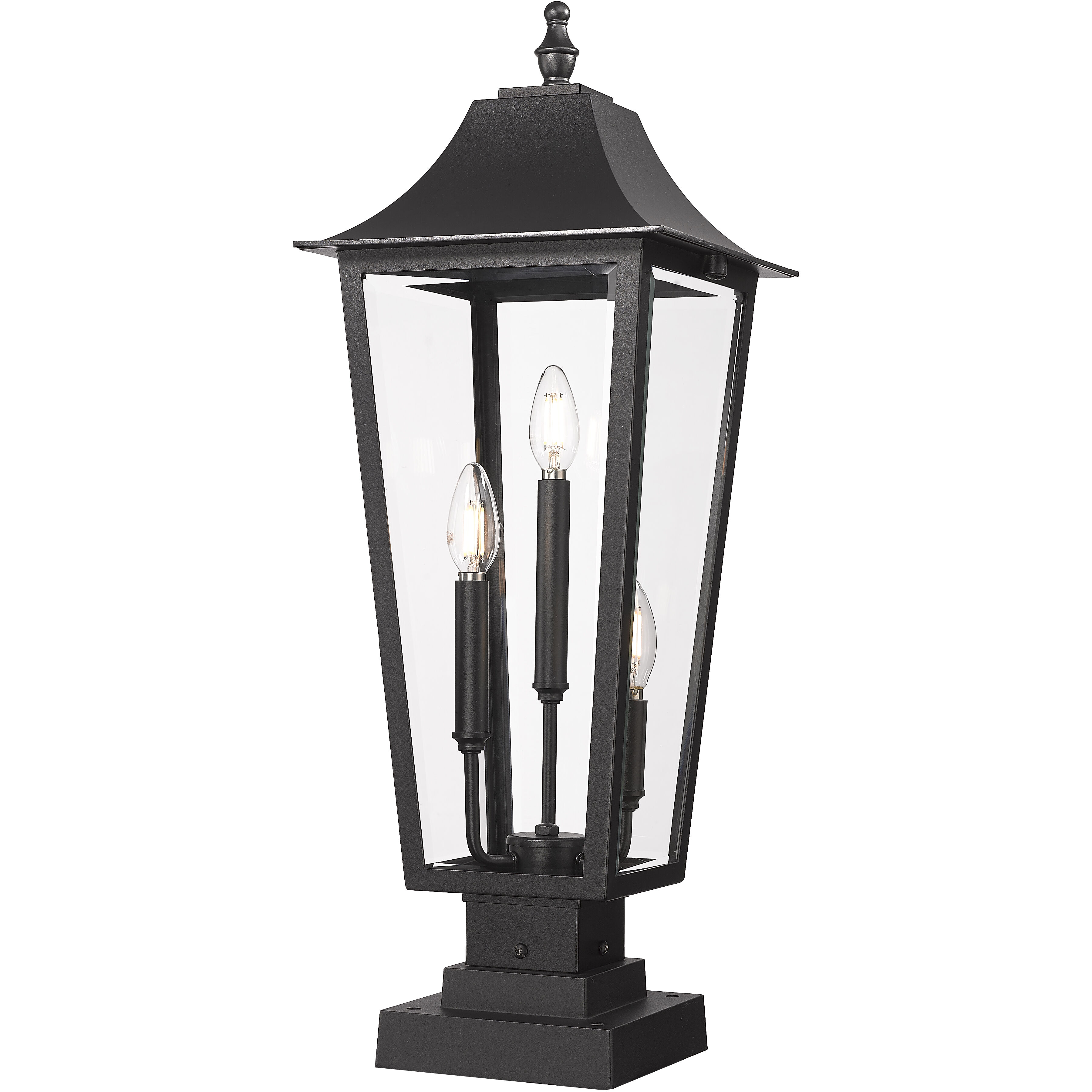 Gannon 3 Light 27.75 inch Black Outdoor Pier Mounted Fixture in G9