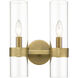 Datus 2 Light 6.5 inch Rubbed Brass Wall Sconce Wall Light