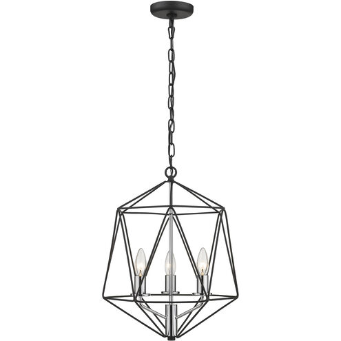 Geo 3 Light 14 inch Matte Black/Chrome Chandelier Ceiling Light