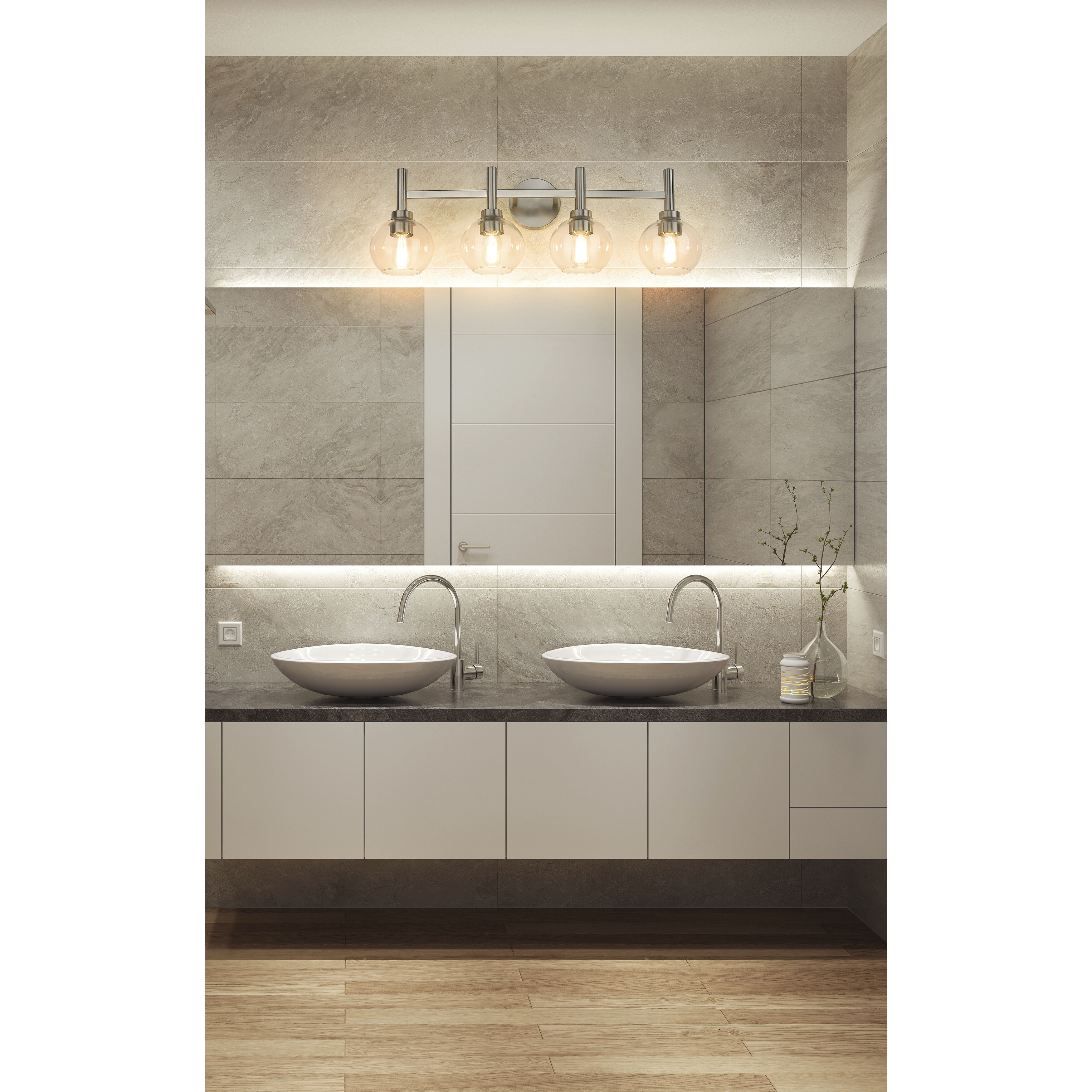 Sutton 4 Light 31.5 inch Brushed Nickel Vanity Wall Light