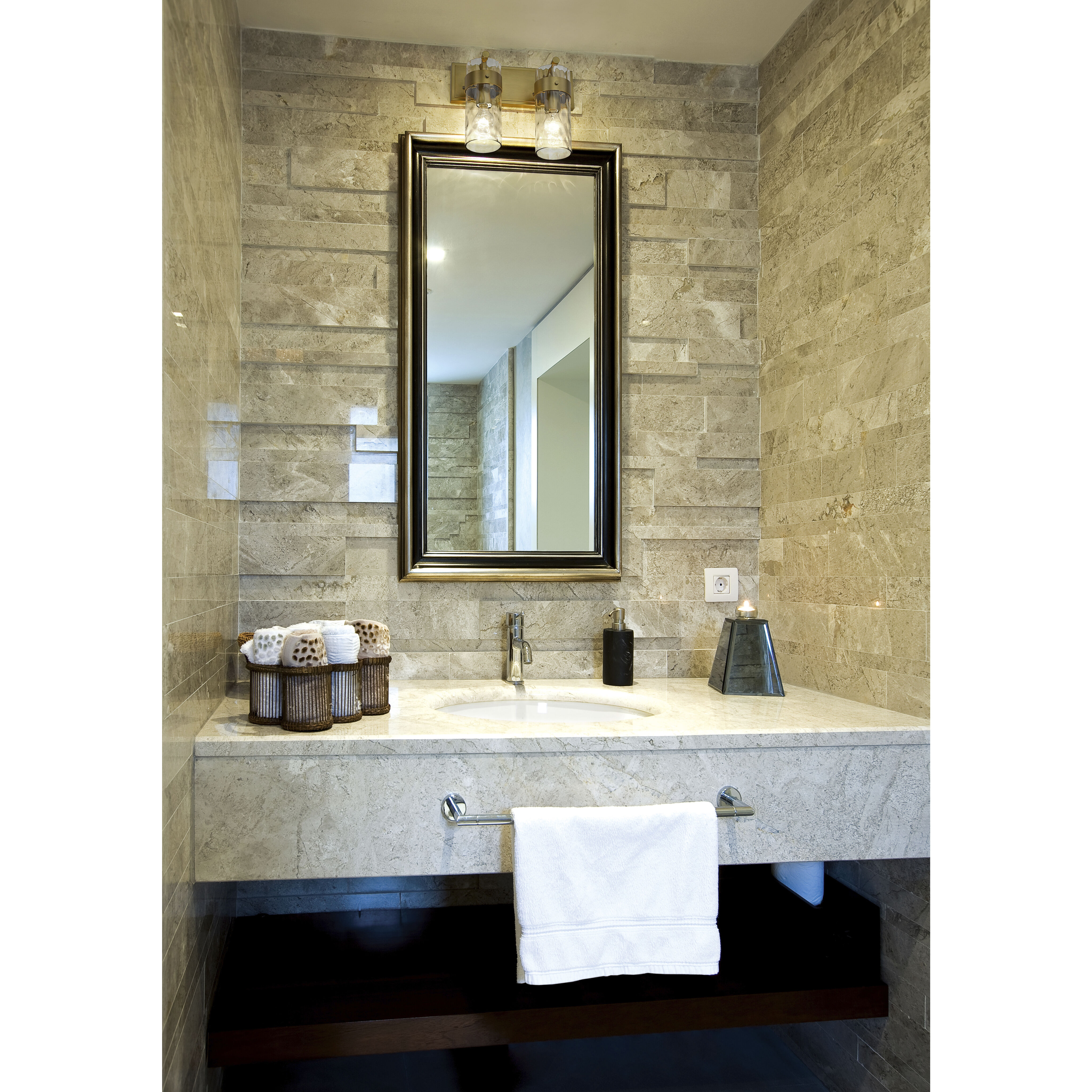 Fontaine 2 Light 14 inch Rubbed Brass Vanity Wall Light in Rubbed Bronze