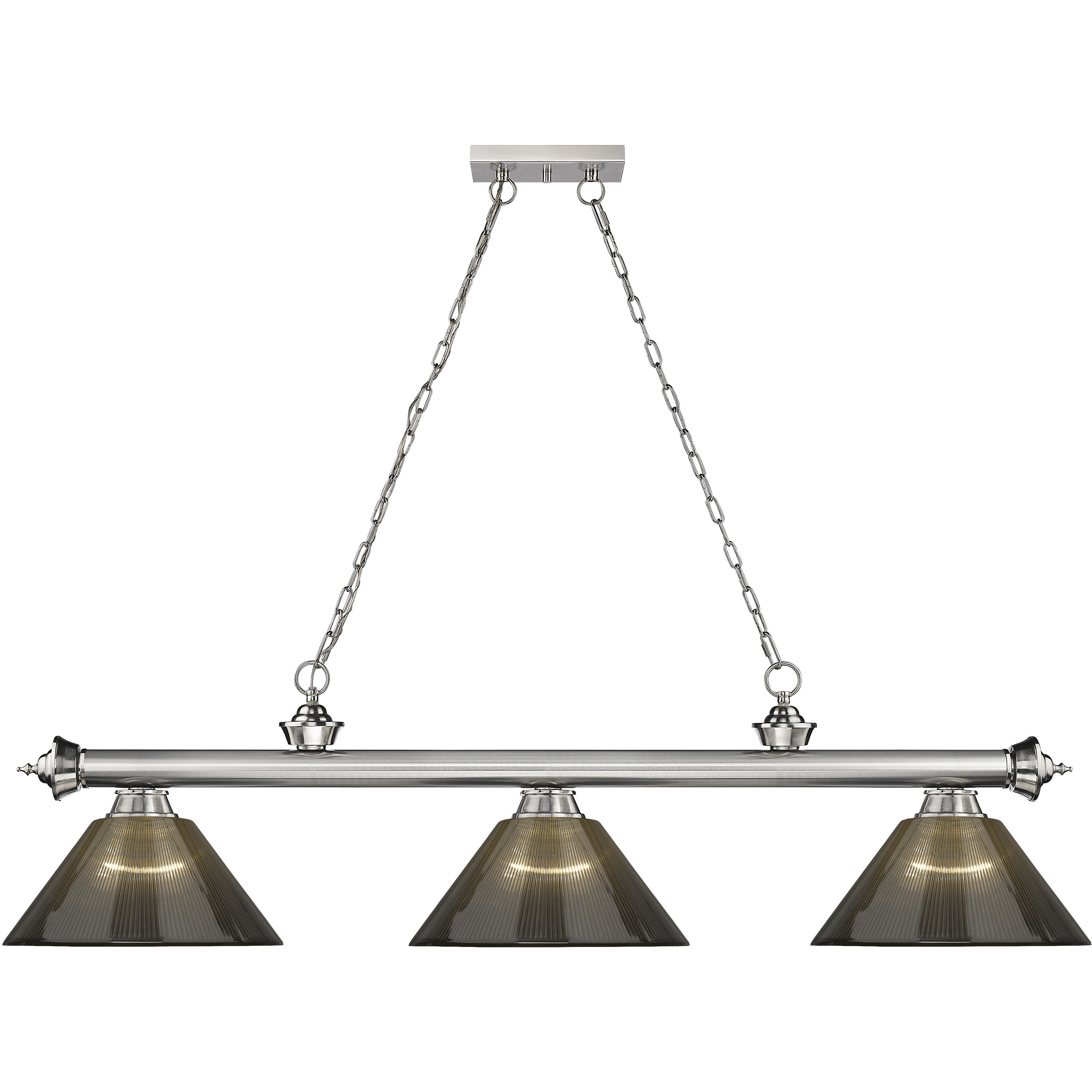 Cordon 3 Light 57.25 inch Brushed Nickel Billiard Ceiling Light in Smoke Acrylic