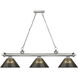 Cordon 3 Light 57.25 inch Brushed Nickel Billiard Ceiling Light in Smoke Acrylic