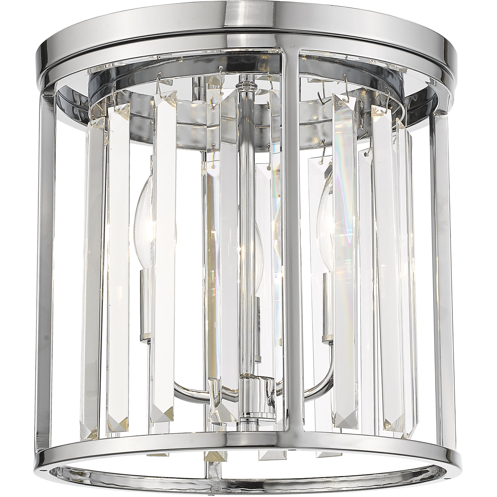 Monarch 3 Light 12 inch Chrome Flush Mount Ceiling Light in 9