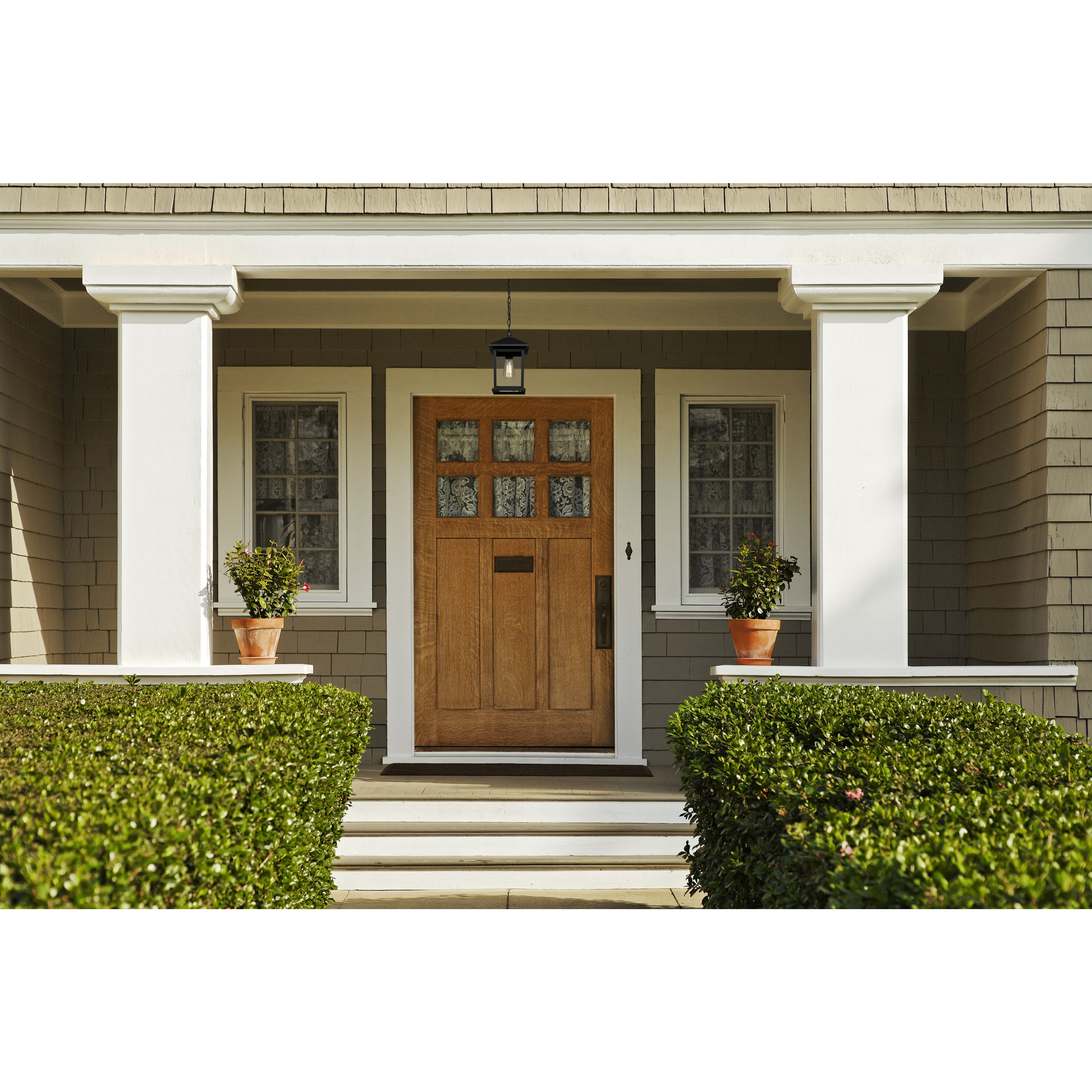 Portland 1 Light 8 inch Black Outdoor Chain Mount Ceiling Fixture in Clear Beveled Glass, 5.07