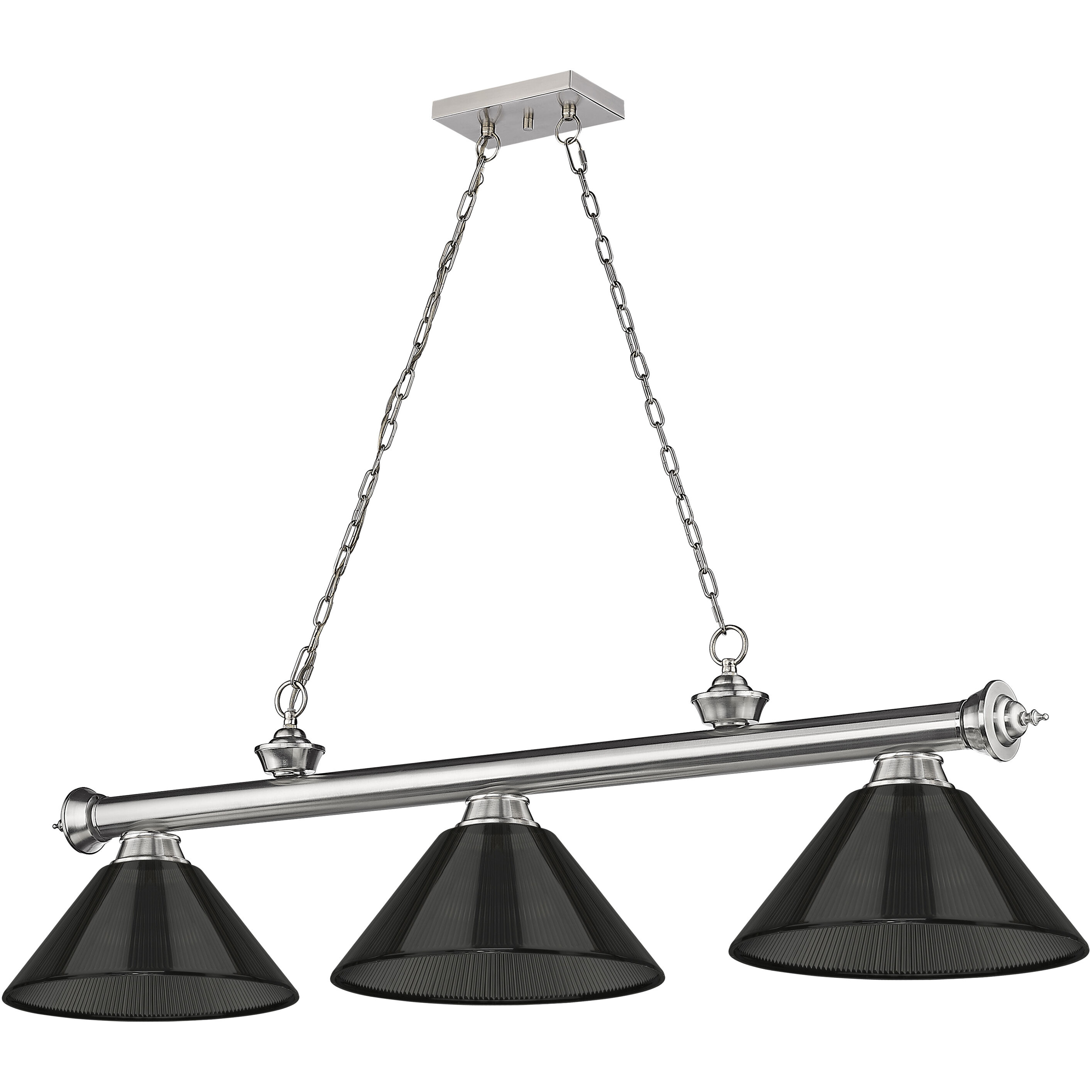 Cordon 3 Light 57.25 inch Brushed Nickel Billiard Ceiling Light in Smoke Acrylic