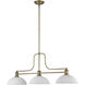 Melange 3 Light 52 inch Heritage Brass Billiard Ceiling Light in Matte Opal Glass