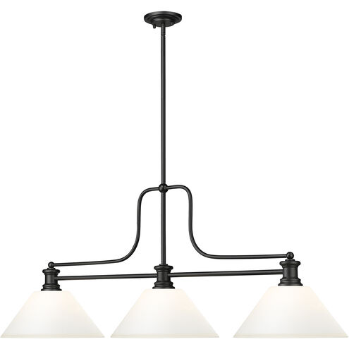 Melange 3 Light 52 inch Matte Black Billiard Ceiling Light in Matte Opal Glass