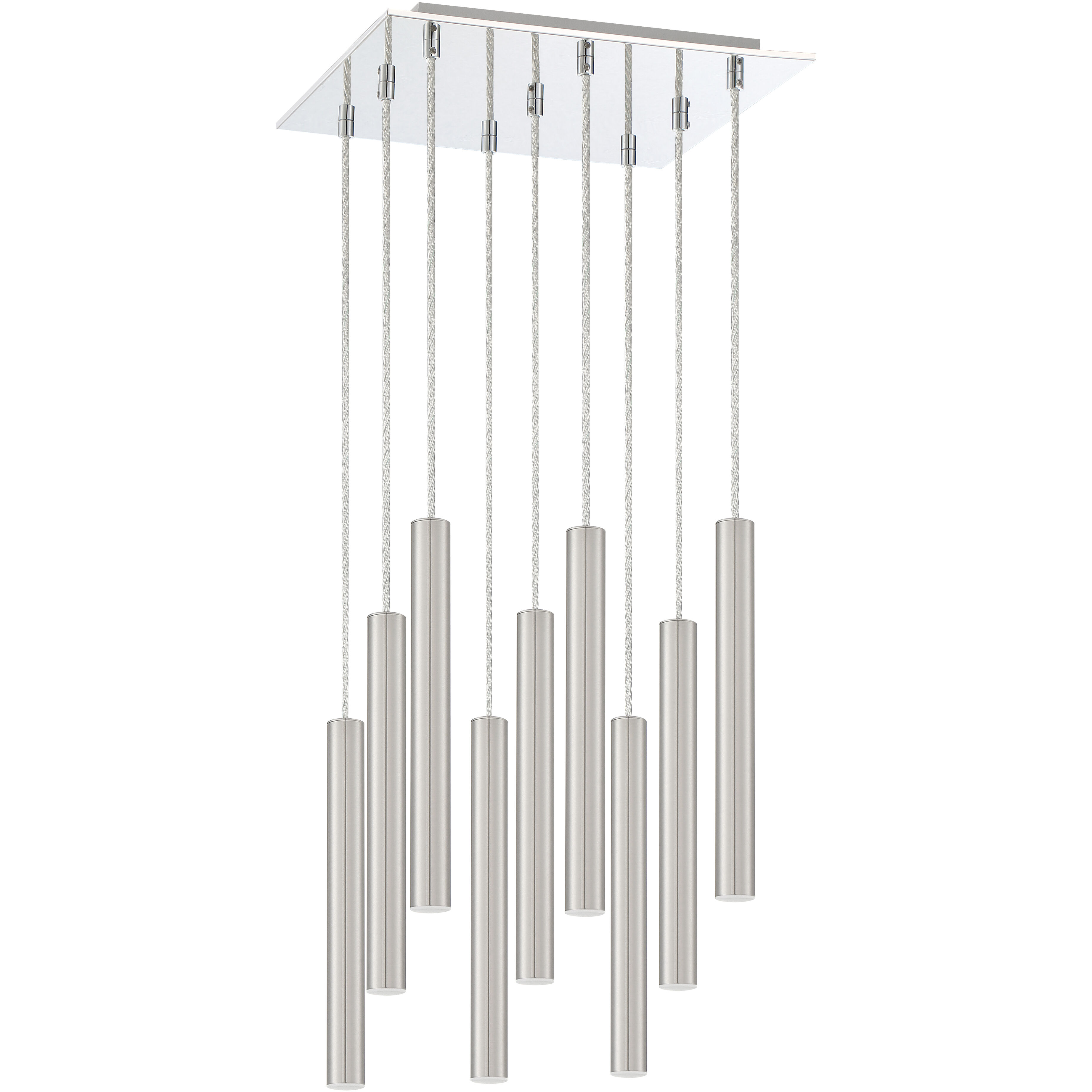 Forest LED 14 inch Chrome Chandelier Ceiling Light in Brushed Nickel Steel
