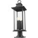 Tiberius 4 Light 27.25 inch Black Outdoor Pier Mounted Fixture in Clear Seedy Glass