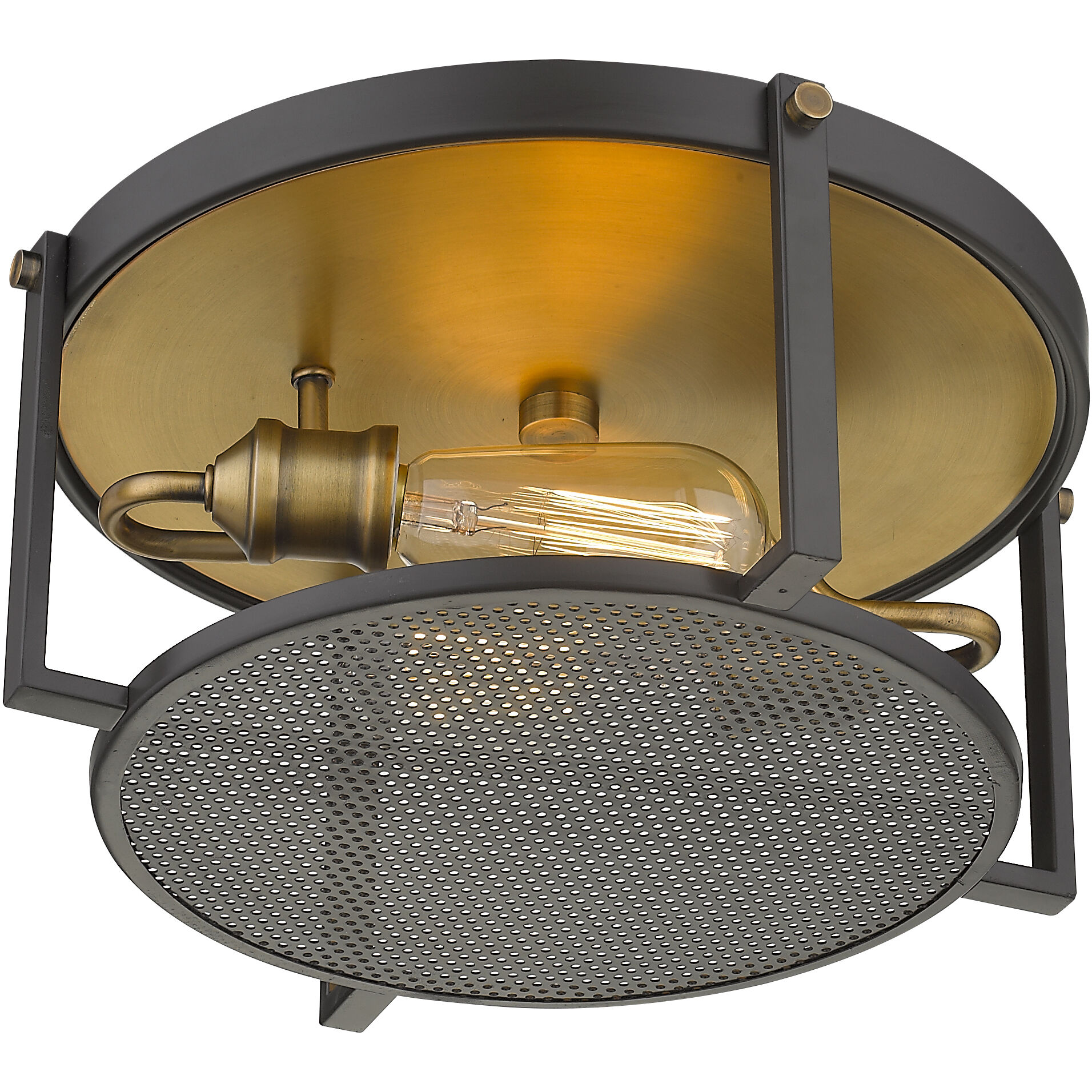 Halcyon 2 Light 14.25 inch Bronze and Heritage Brass Flush Mount Ceiling Light