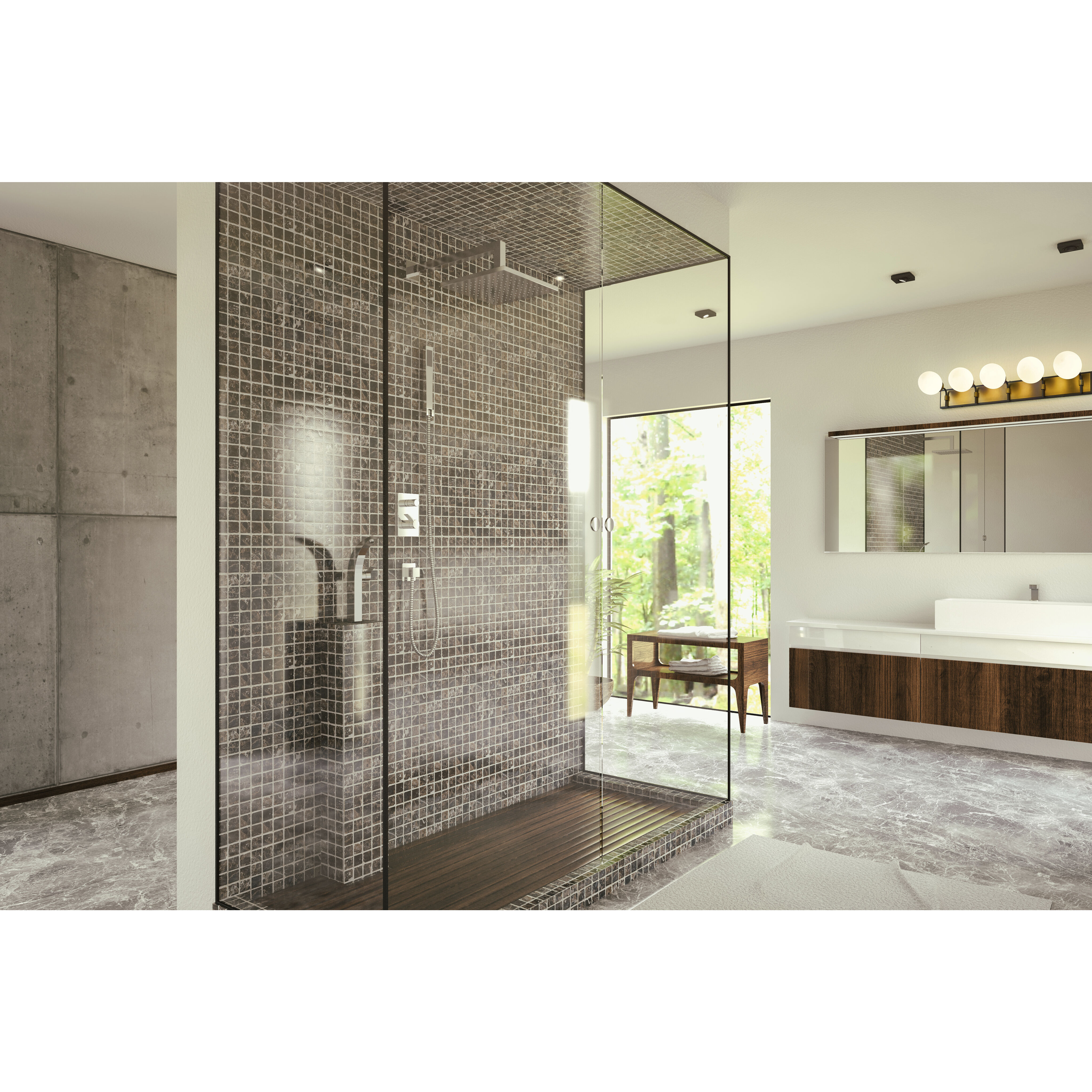 Parsons 5 Light 42.25 inch Matte Black and Olde Brass Vanity Wall Light