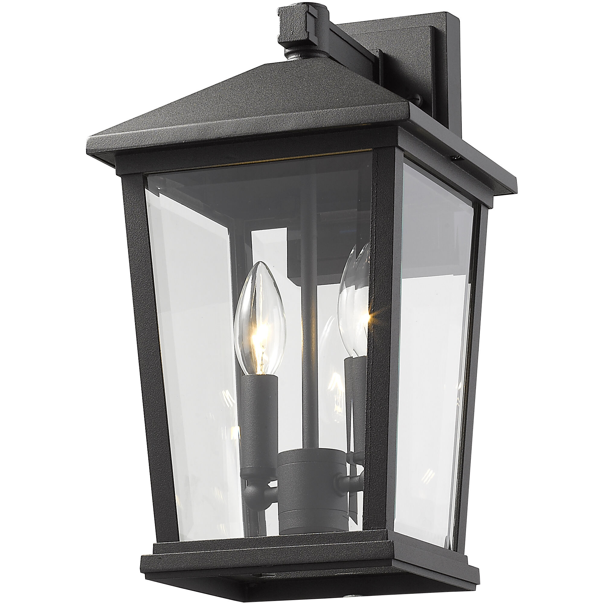Beacon 2 Light 15 inch Black Outdoor Wall Light