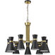 Soriano 9 Light 32 inch Matte Black and Heritage Brass Chandelier Ceiling Light