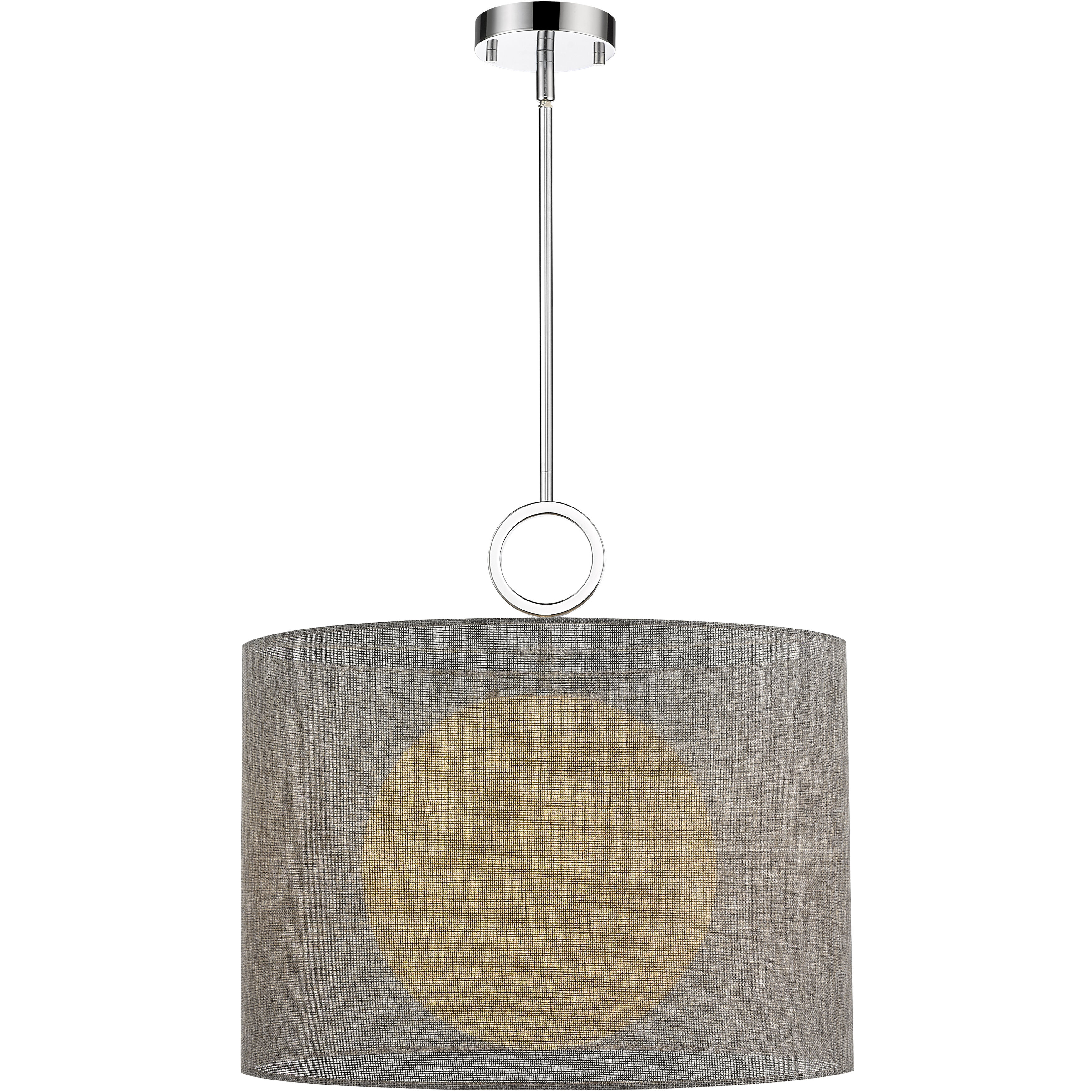 Arosia 1 Light 20 inch Chrome Pendant Ceiling Light in 9, Gray Fabric