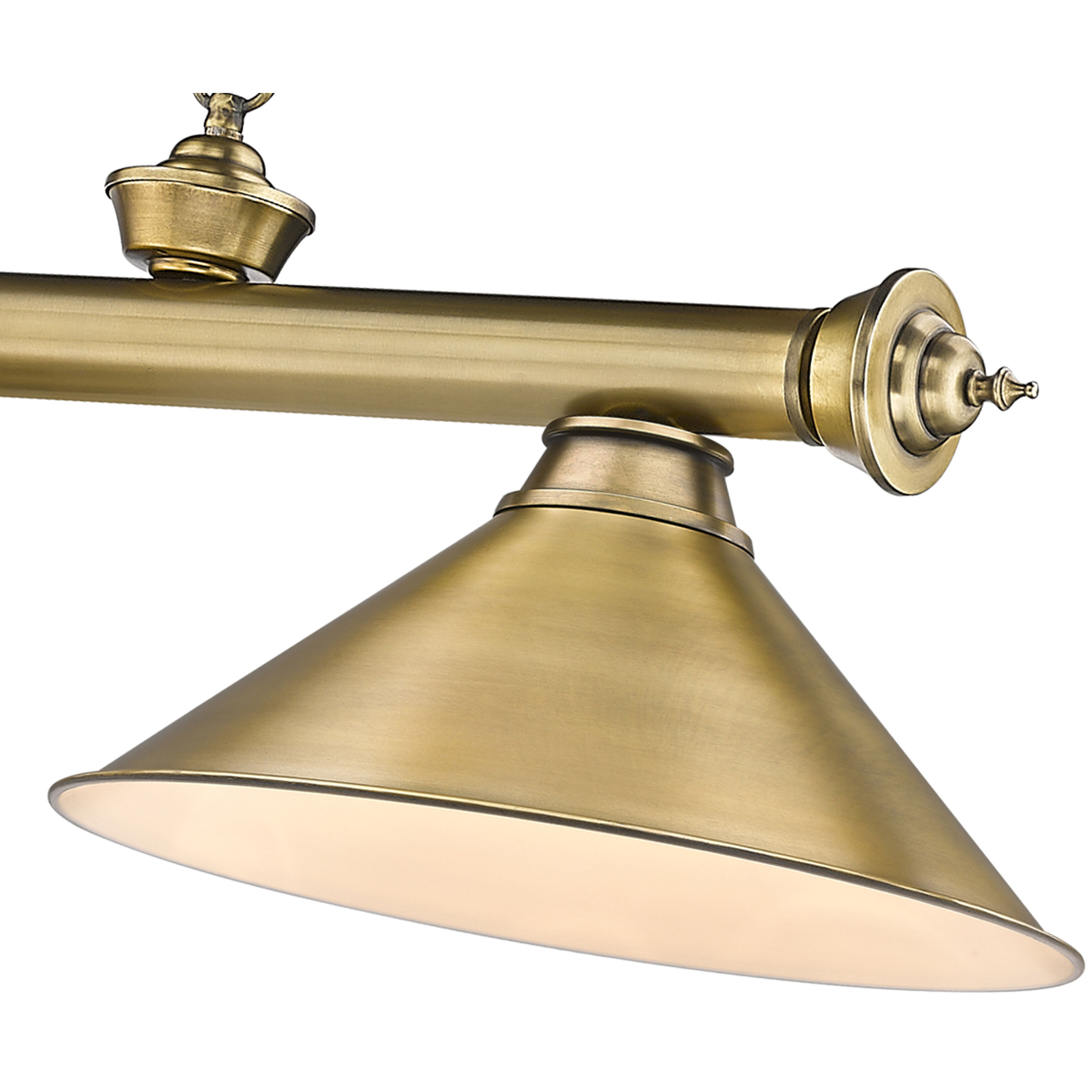 Cordon 3 Light 57.25 inch Rubbed Brass Billiard Ceiling Light in Rubbed Brass Metal