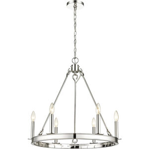 Barclay 6 Light 25 inch Polished Nickel Chandelier Ceiling Light